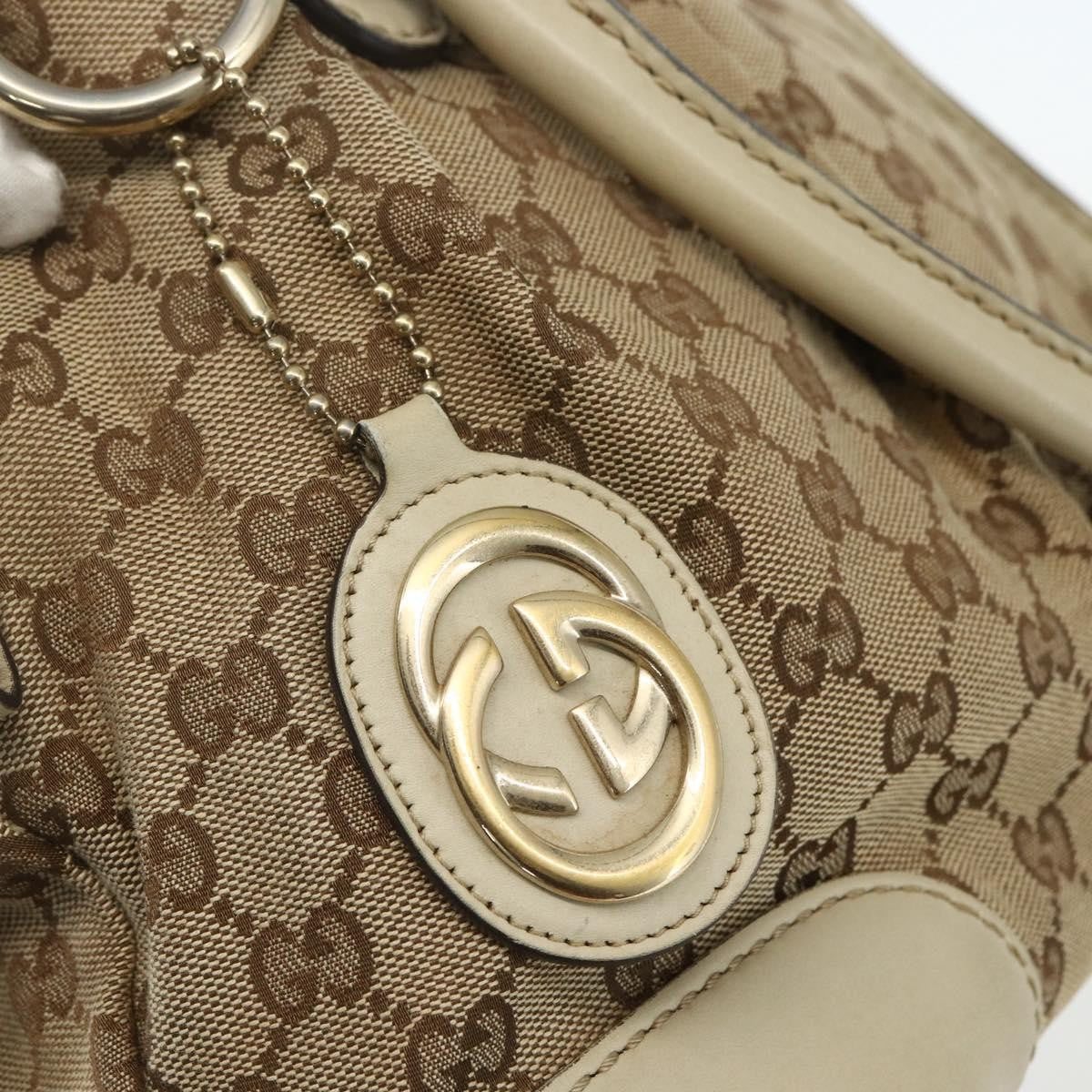 Gucci Sukey Top Handle Satchel Gg Coated Canvas Beige Canvas Handbag (Pre-Owned)