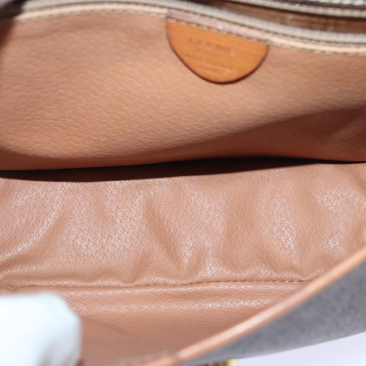 Celine Vintage Macadam Circle Logo Shoulder Bag Canvas And Leather Brown Canvas Shoulder Bag Bag (Pre-Owned)