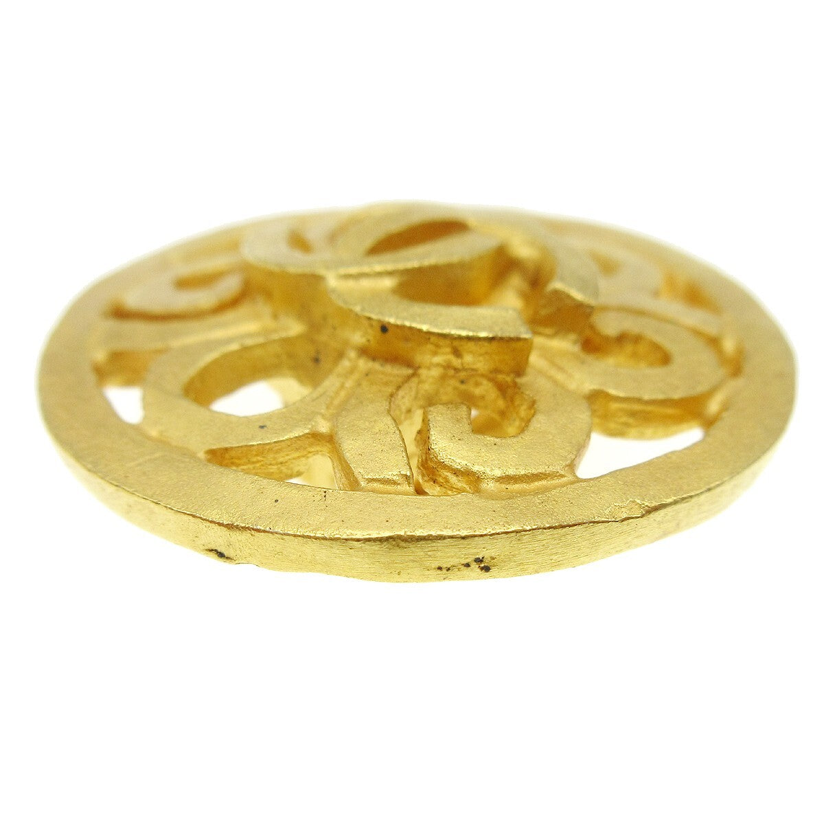 Chanel Cc Round Earrings Metal Gold Gold_Plated Earrings Jewelry (Pre-Owned)