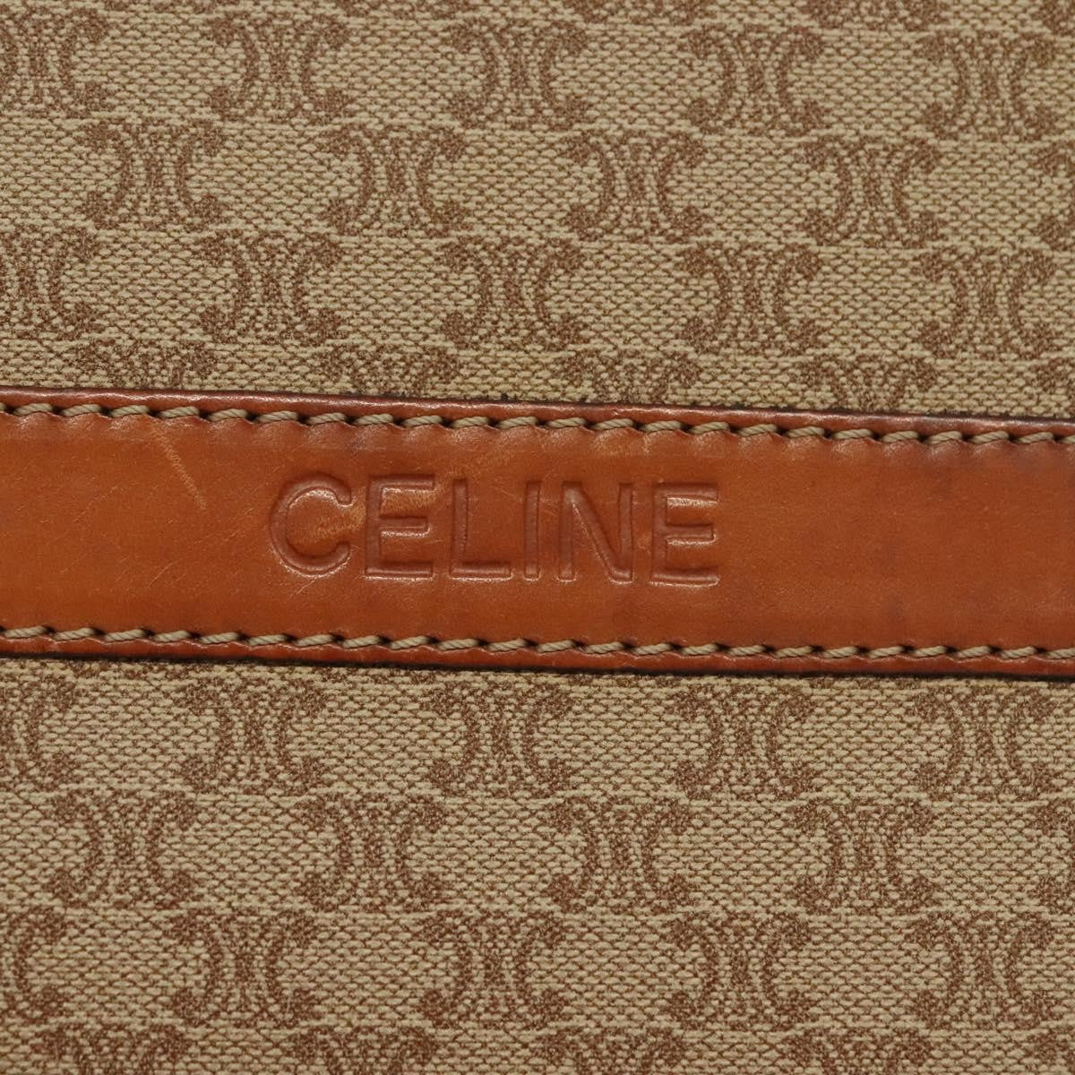 Celine Vintage Macadam Shoulder Bag Canvas And Leather Beige Canvas Bag (Pre-Owned)