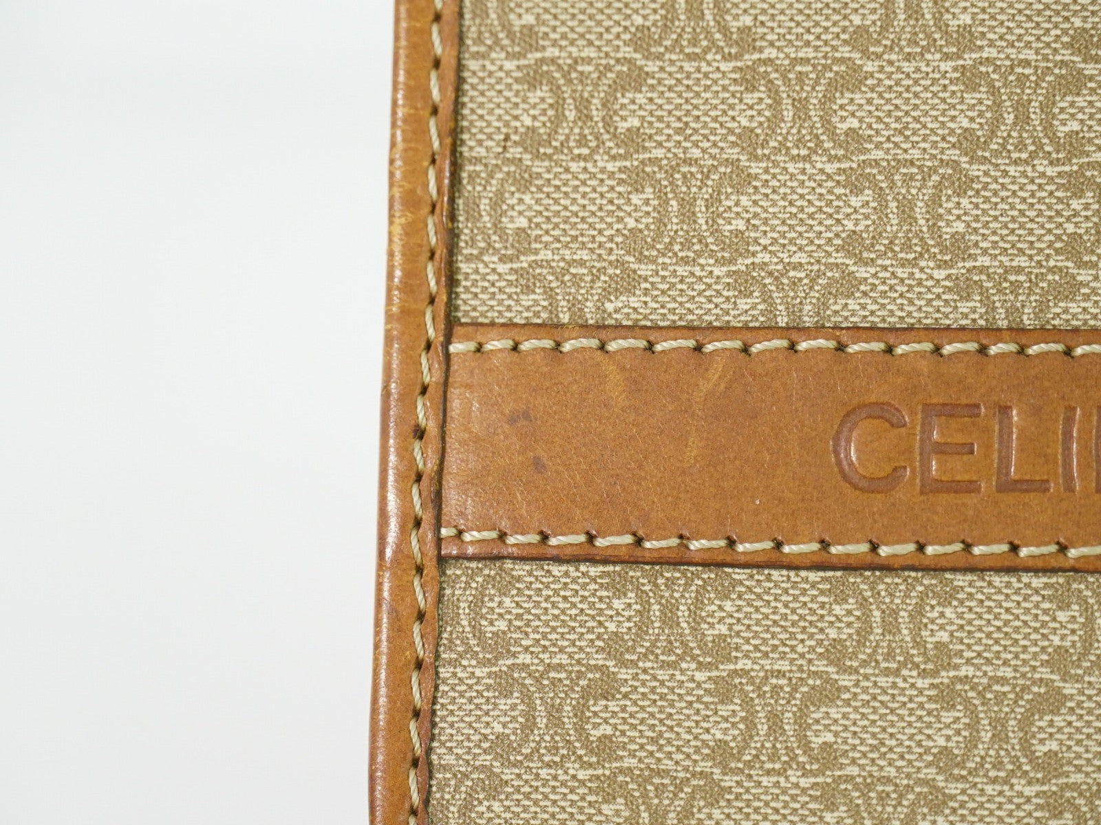 Celine Vintage Macadam Shoulder Bag Canvas Beige Canvas Shoulder Bag Bag (Pre-Owned)