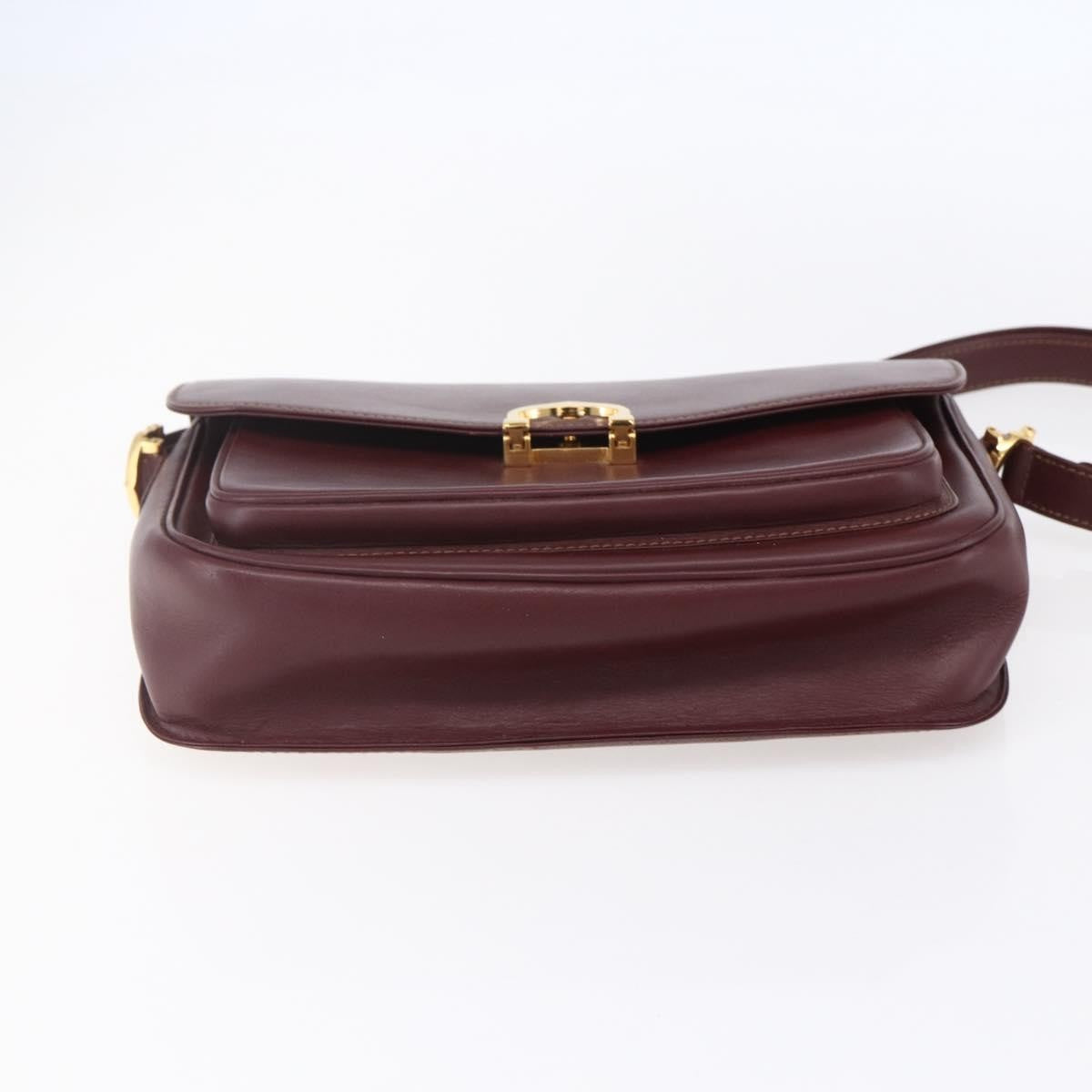 Cartier Must De Cartier Shoulder Bag Leather Burgundy Leather Shoulder Bag Bag (Pre-Owned)
