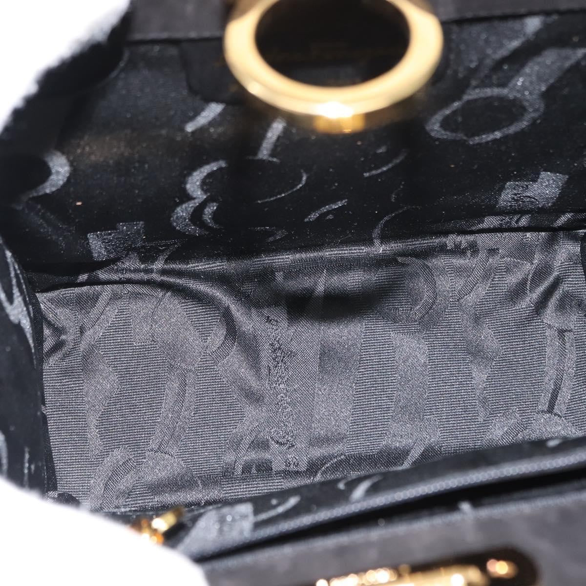Salvatore Ferragamo Vintage Gancini Chain Shoulder Bag Suede Black Suede Shoulder Bag Bag (Pre-Owned)