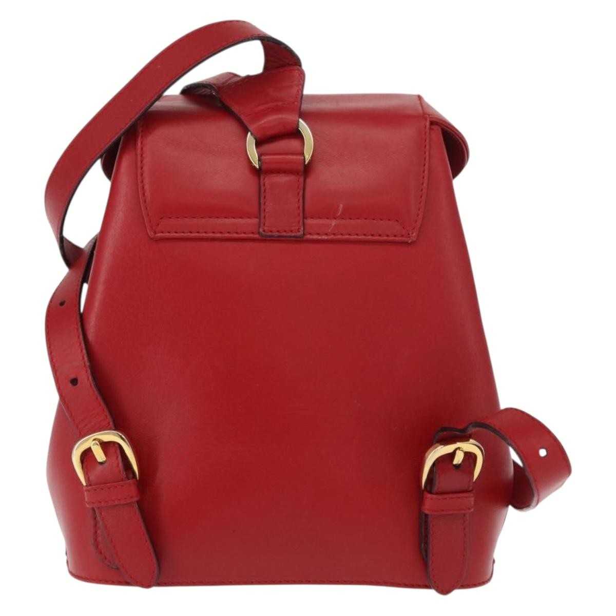 Salvatore Ferragamo Vintage Backpack Leather Red Leather Backpack Bag (Pre-Owned)