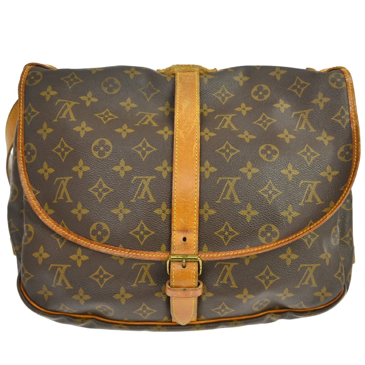Louis Vuitton Saumur Handbag Monogram Canvas Brown Canvas Shoulder Bag Bag (Pre-Owned)