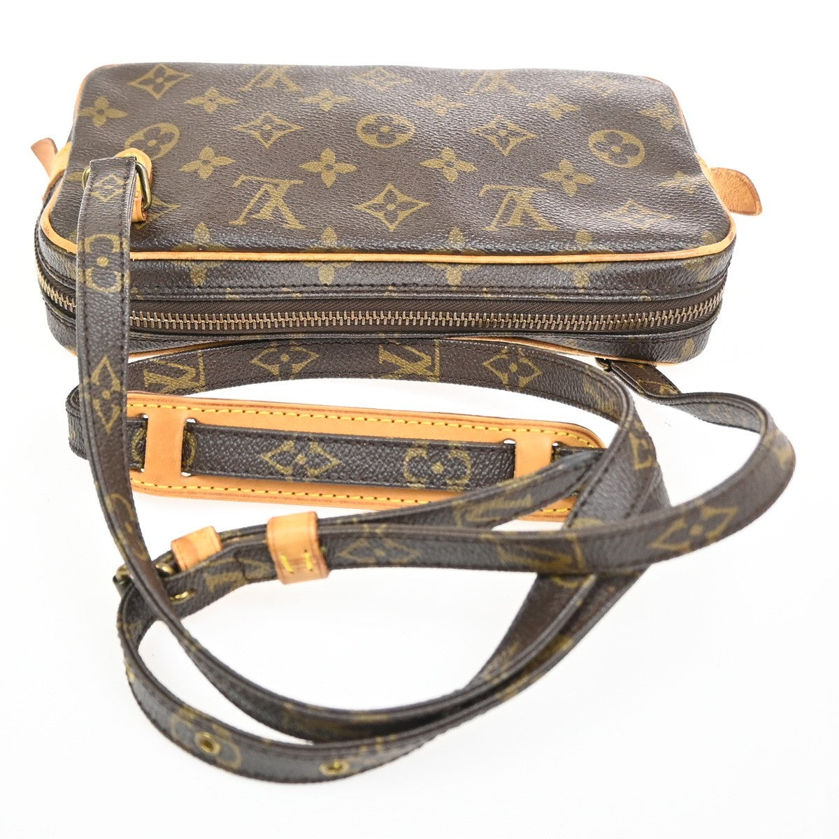 Louis Vuitton Pochette Marly Bandouliere Bag Monogram Canvas Brown Leather Shoulder Bag Bag (Pre-Owned)