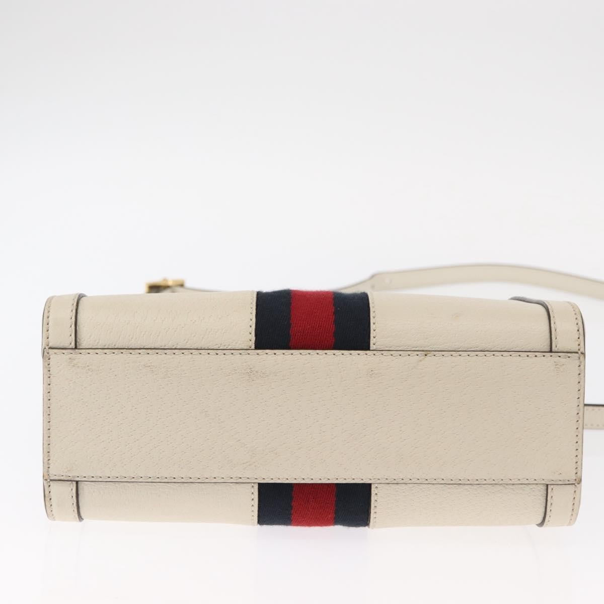 Gucci Ophidia Top Handle Tote Leather White Leather Handbag (Pre-Owned)