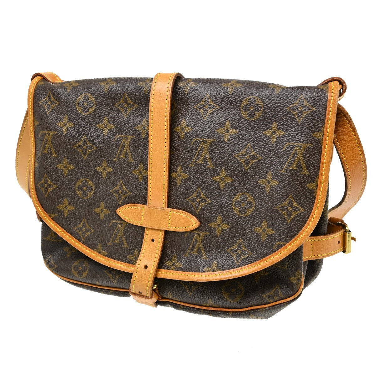 Louis Vuitton Saumur Handbag Monogram Canvas Brown Canvas Shoulder Bag Bag (Pre-Owned)