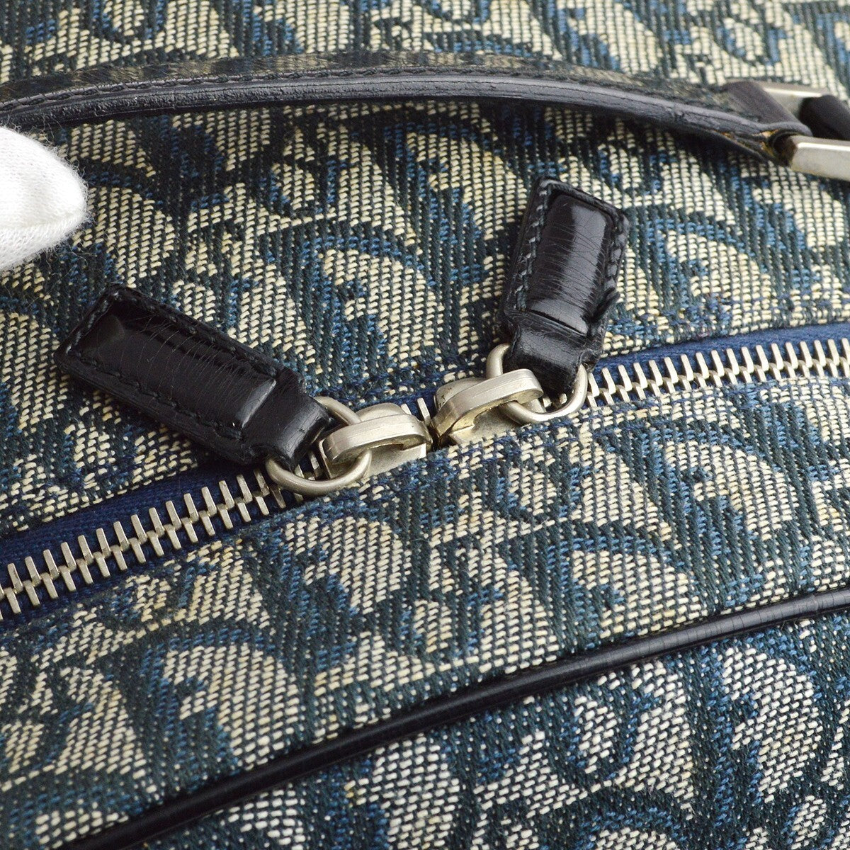 Christian Dior Vintage Trotter Handbag Canvas Navy Canvas Handbag (Pre-Owned)