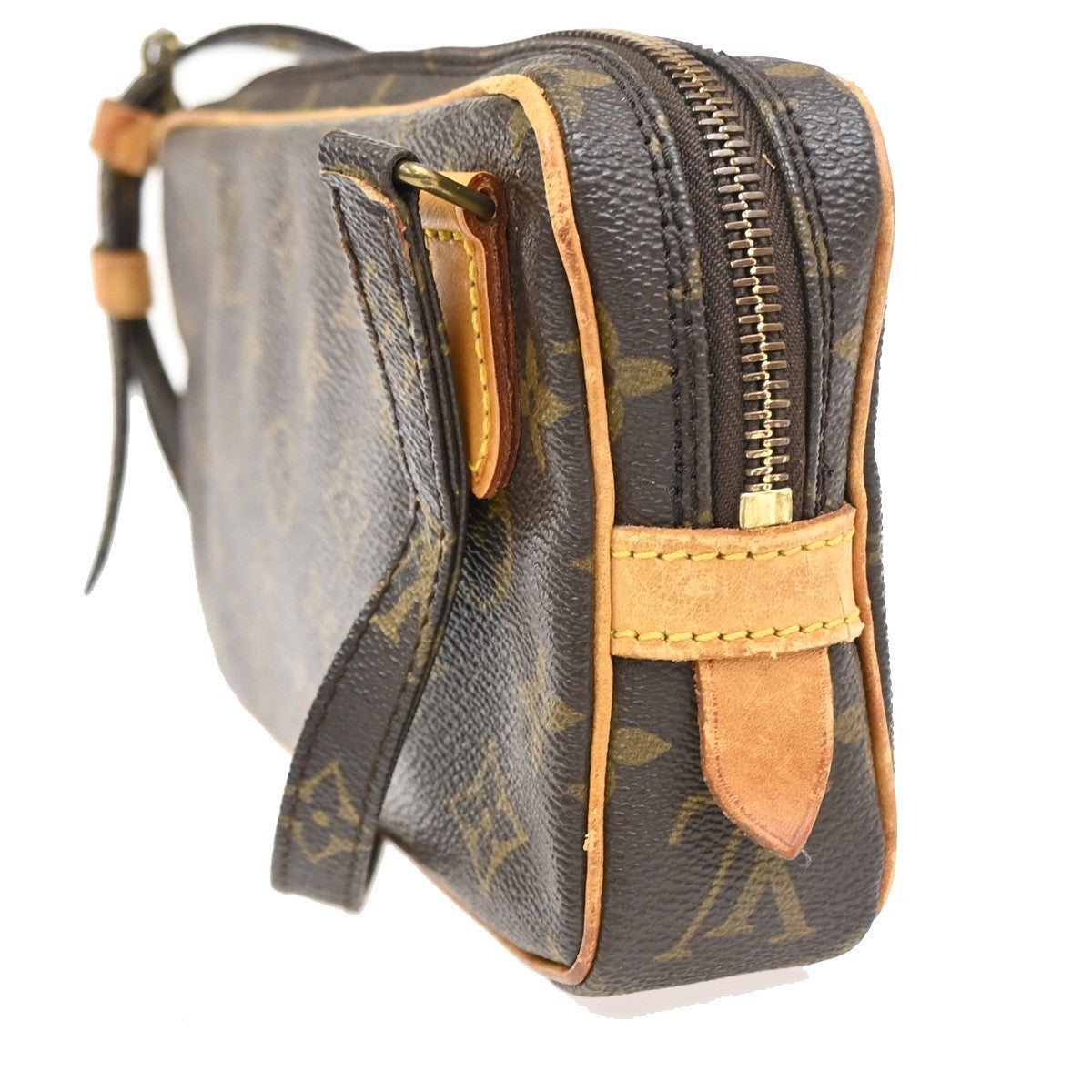 Louis Vuitton Pochette Marly Bandouliere Bag Monogram Canvas Brown Leather Shoulder Bag Bag (Pre-Owned)