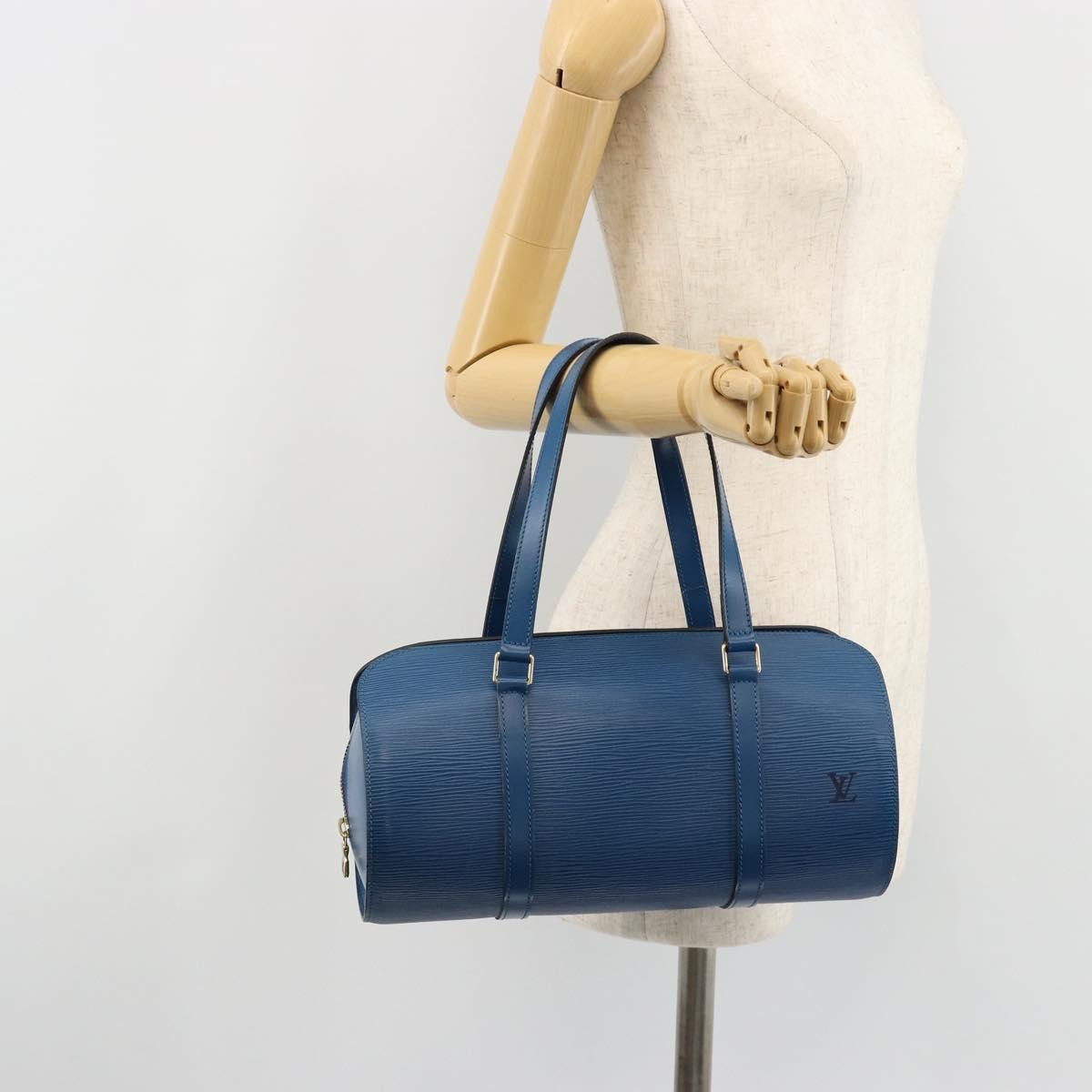 Louis Vuitton Soufflot Handbag Epi Leather Blue Leather Handbag (Pre-Owned)