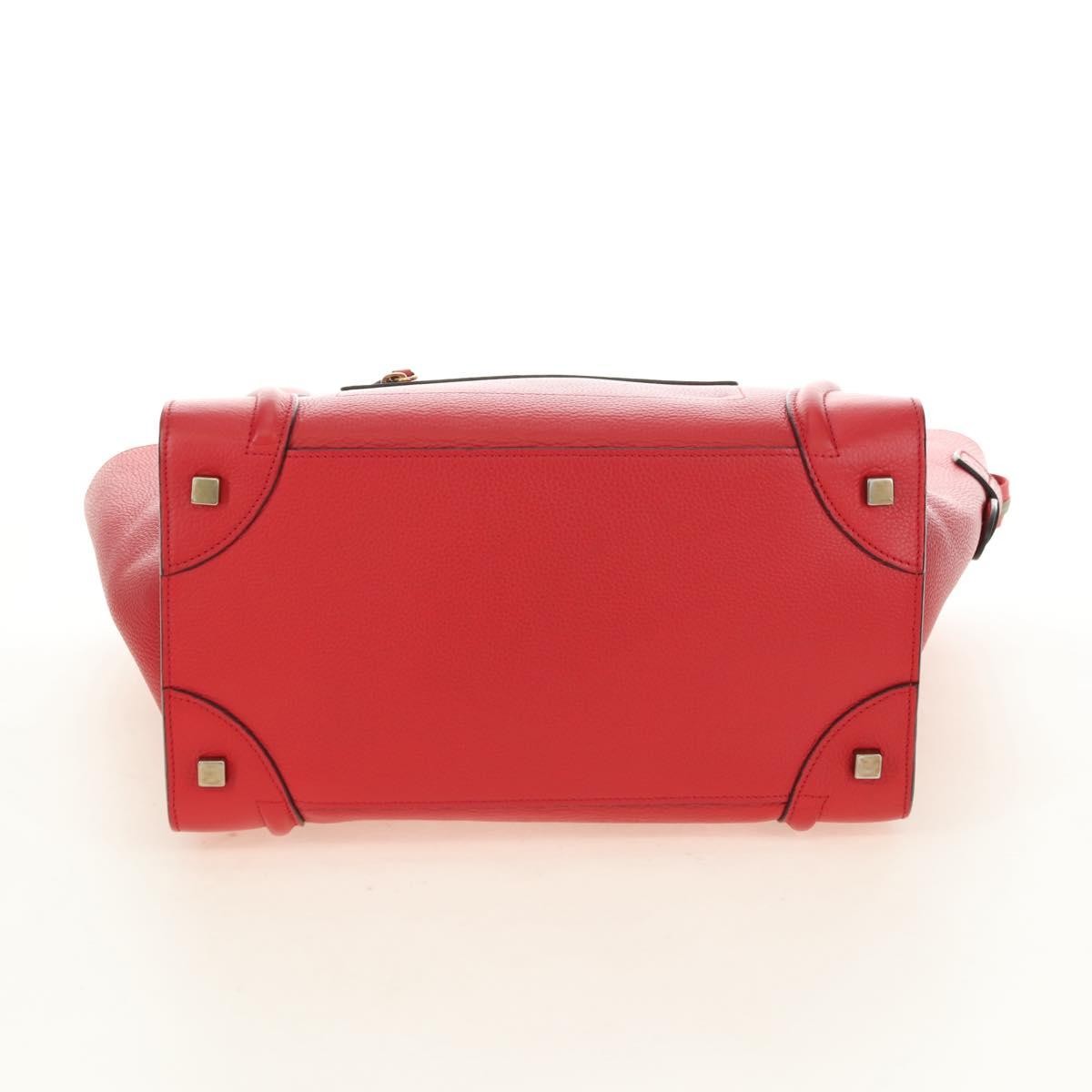 Celine Luggage Bag Grainy Leather Red Leather Handbag (Pre-Owned)
