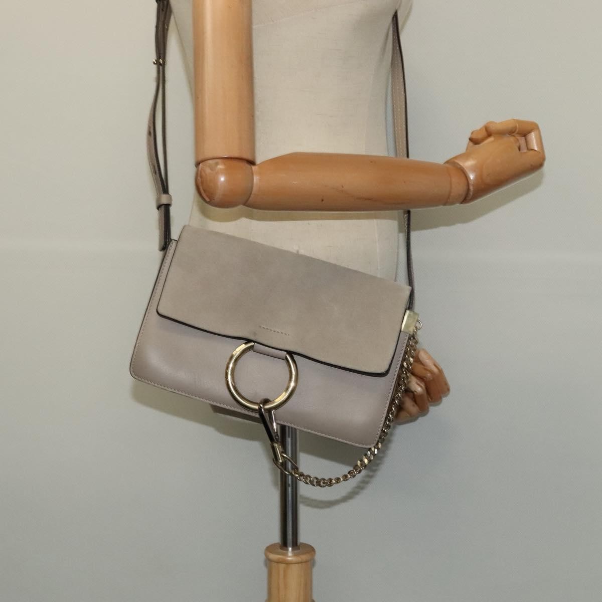 Chloe Faye Crossbody Leather And Suede Gray Suede Shoulder Bag Bag (Pre-Owned)