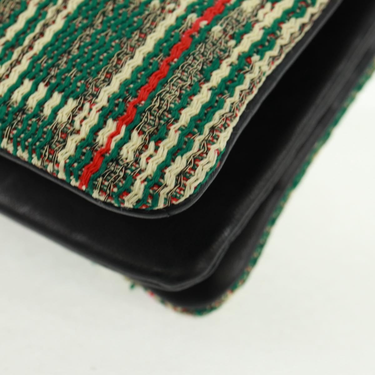 Celine Trio Crossbody Bag Tweed Green Tweed Shoulder Bag Bag (Pre-Owned)