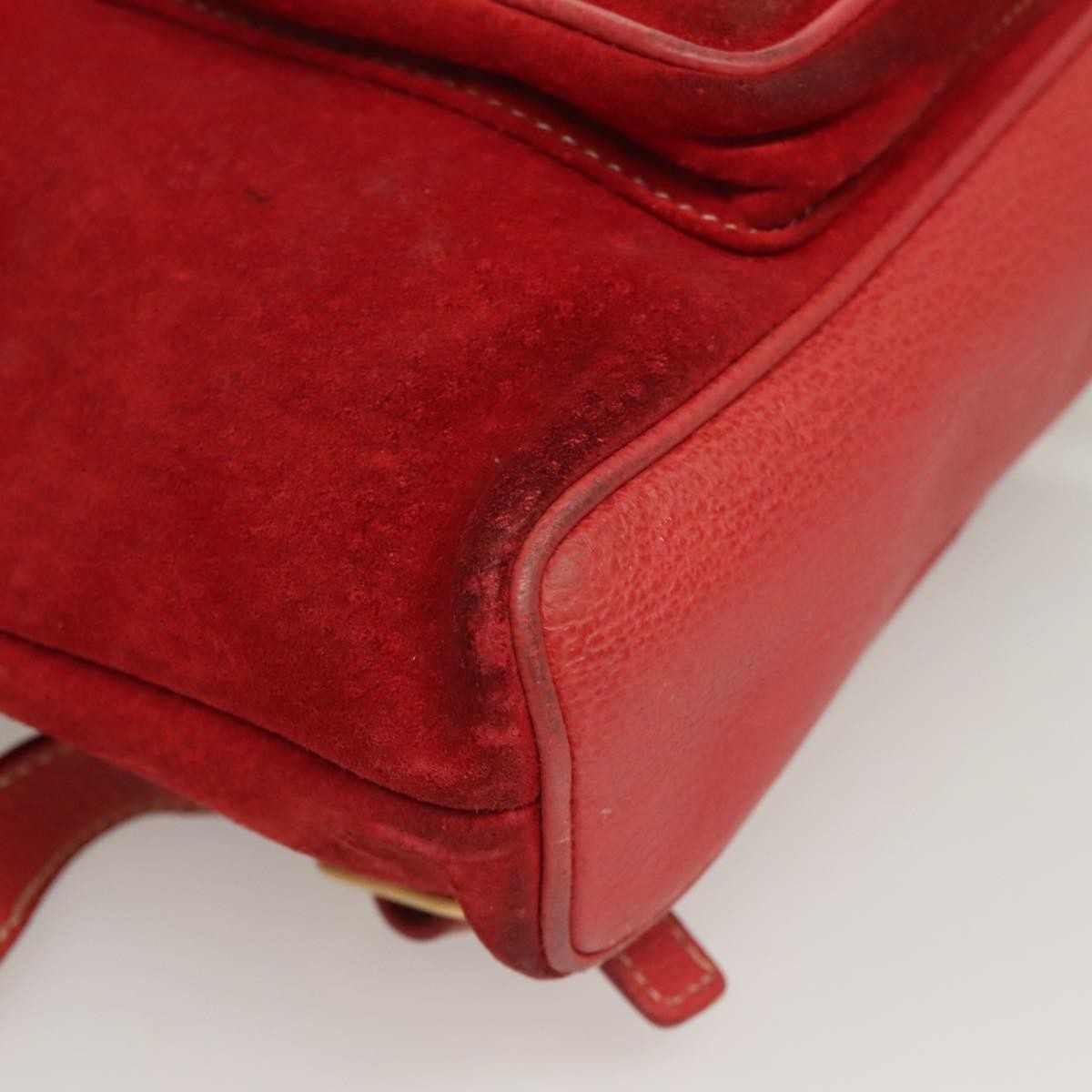 Gucci Vintage Bamboo Backpack Suede Red Suede Backpack Bag (Pre-Owned)