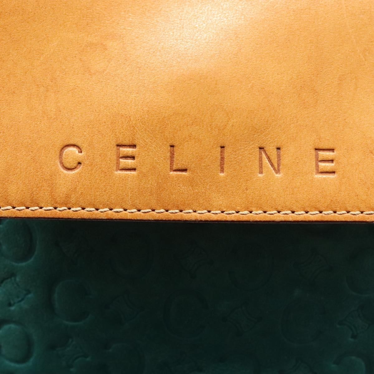 Celine Macadam Shoulder Bag Canvas Turquoise Suede Bag (Pre-Owned)