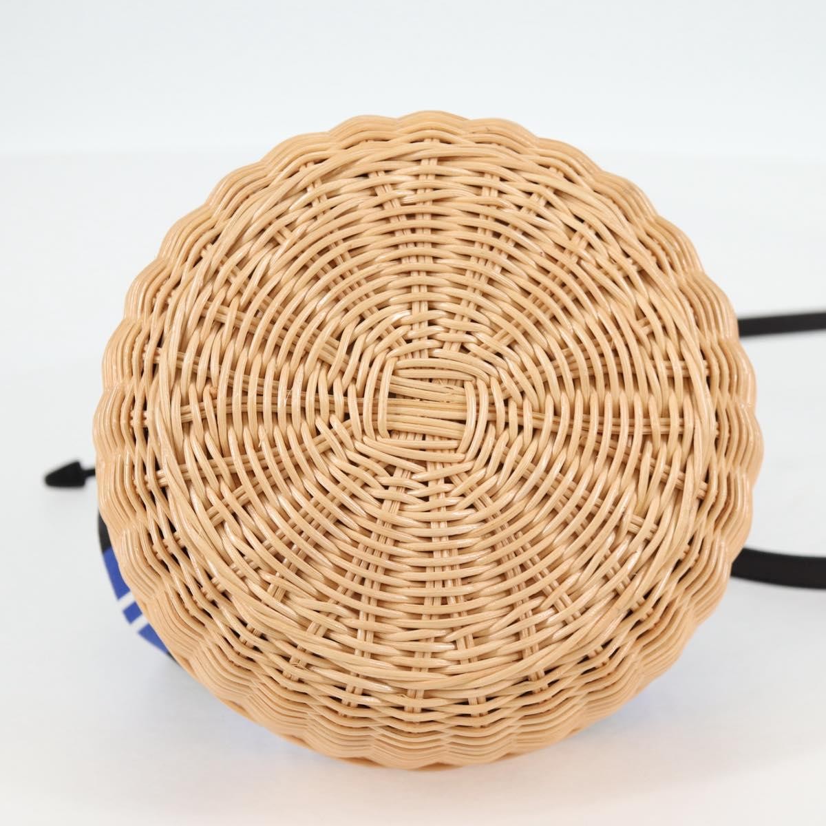 Prada Drawstring Bucket Bag Canvas And Wicker Blue Canvas Handbag (Pre-Owned)