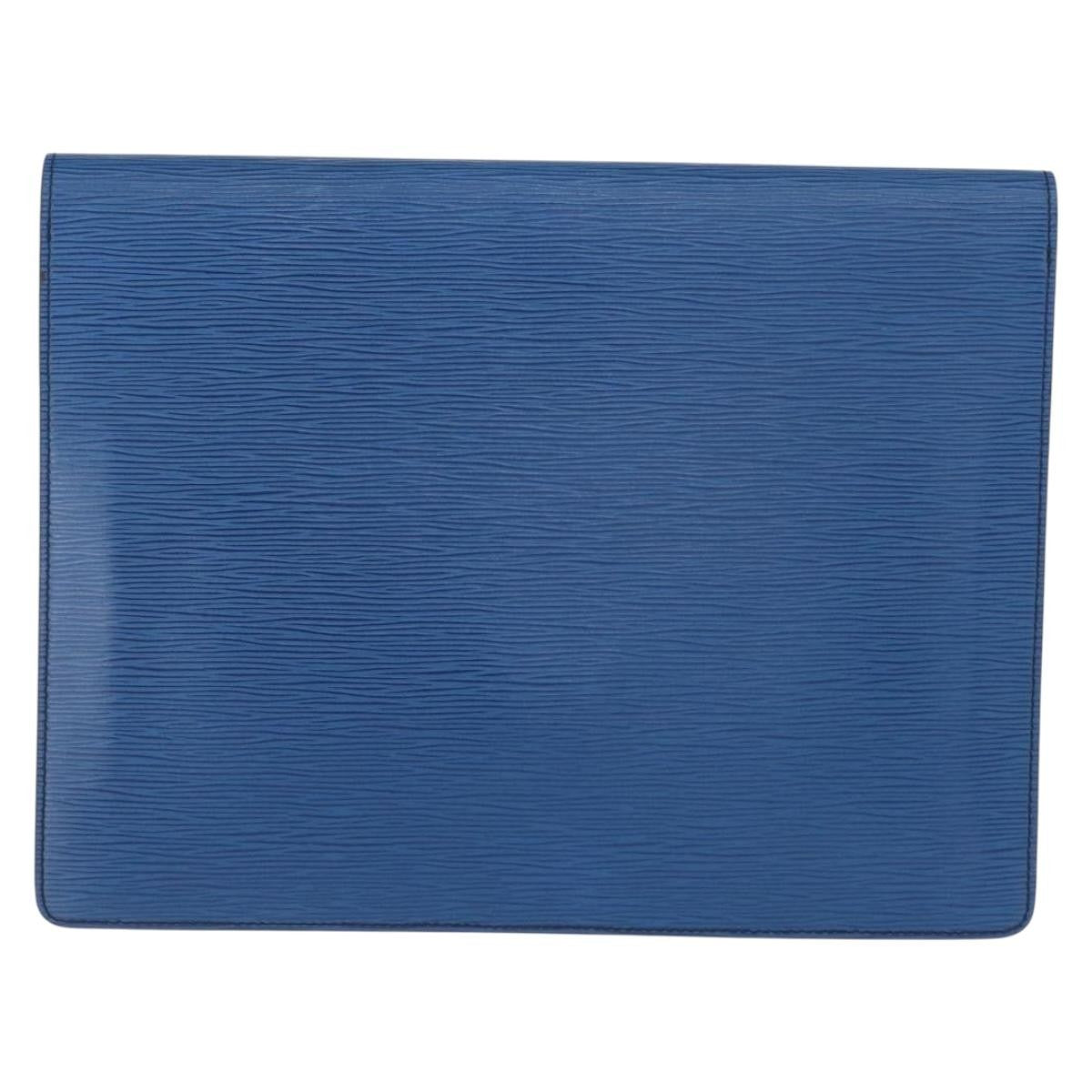 Louis Vuitton Porte-Documents Senateur Bag Epi Leather Blue Leather Clutche & Pouche Bag (Pre-Owned)
