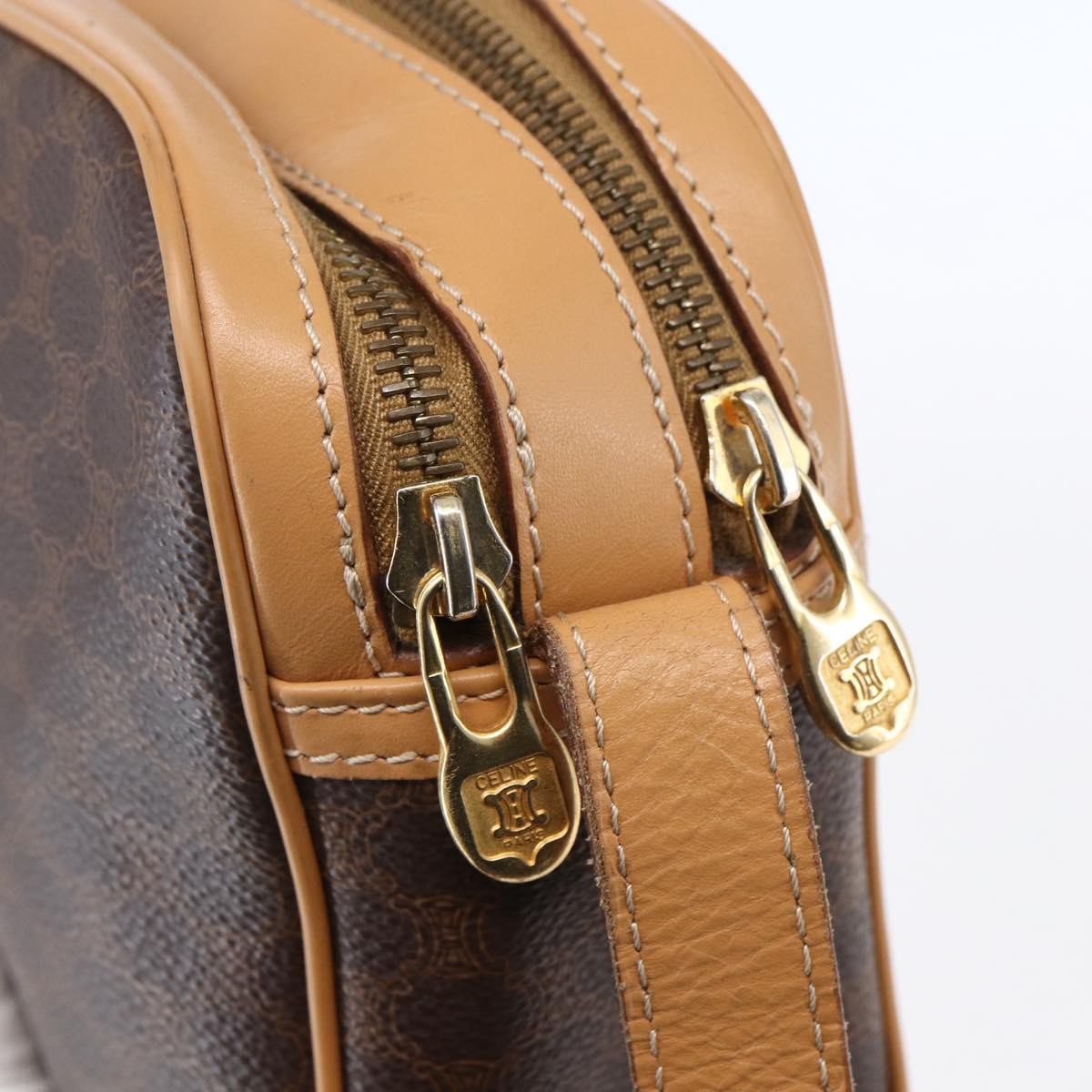 Celine Macadam Shoulder Bag Pvc Leather Brown Pvc Shoulder Bag Bag (Pre-Owned)