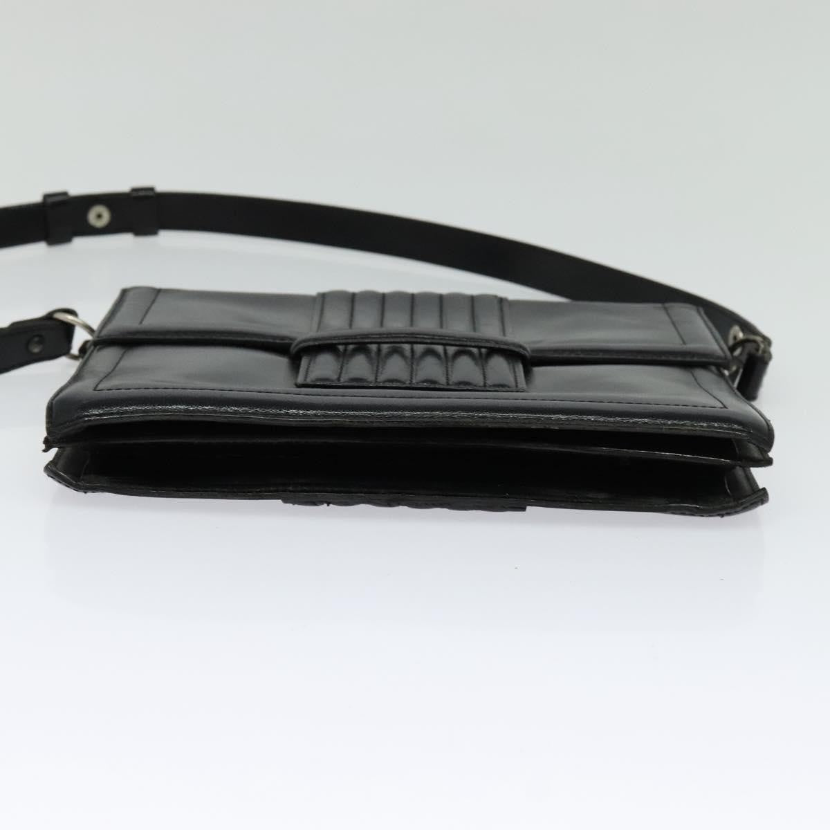 Saint Laurent Vintage Shoulder Bag Leather Black Leather Shoulder Bag Bag (Pre-Owned)