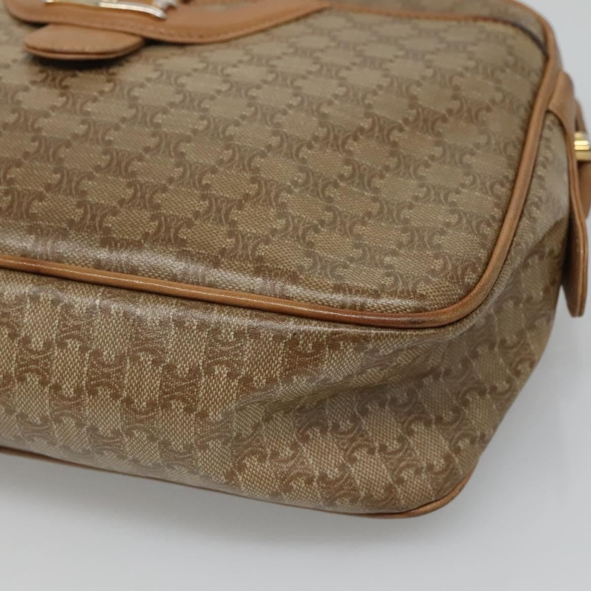 Celine Vintage Macadam Shoulder Bag Canvas And Leather Beige Canvas Shoulder Bag Bag (Pre-Owned)