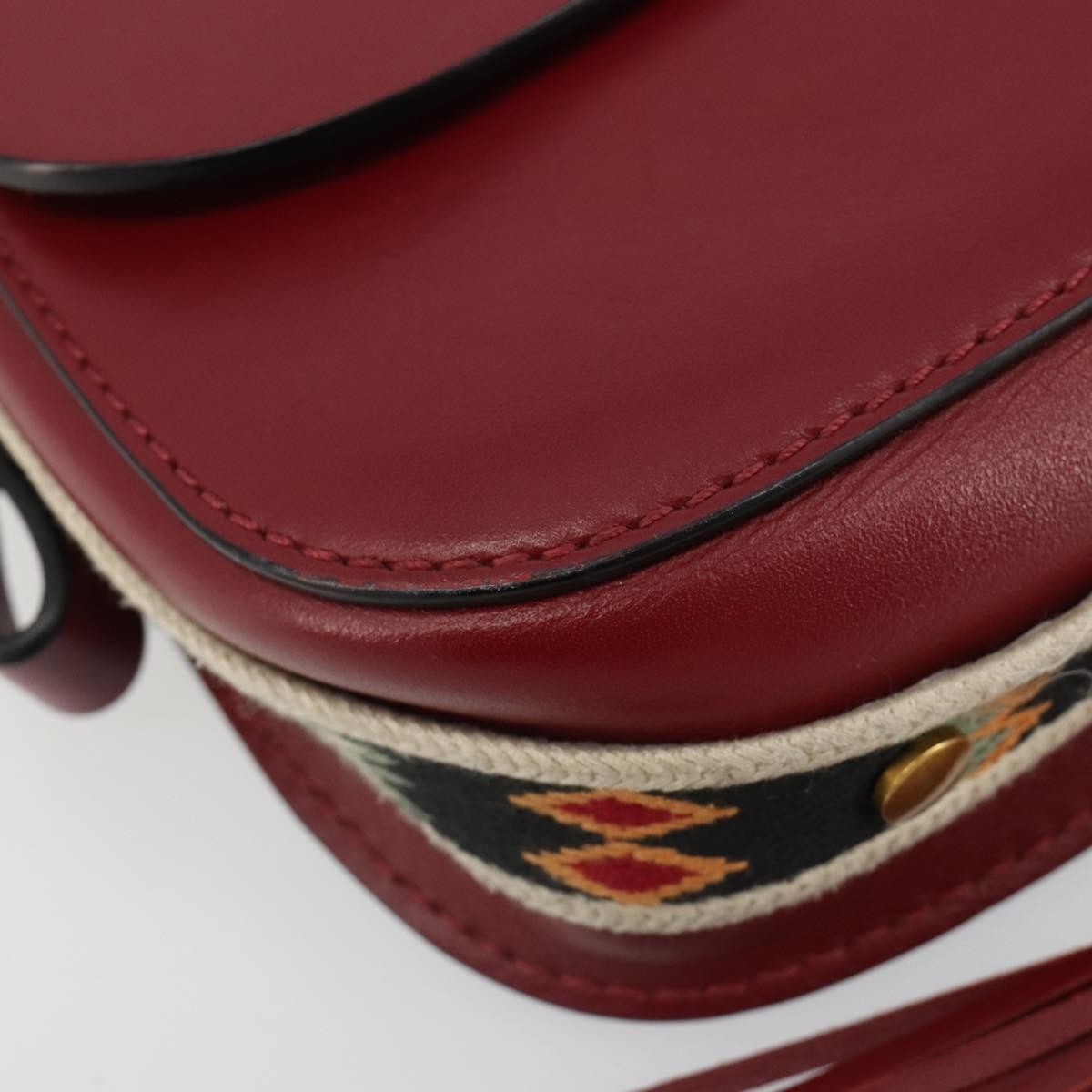 Christian Dior Diorodeo Flap Bag Leather Red Leather Shoulder Bag Bag (Pre-Owned)