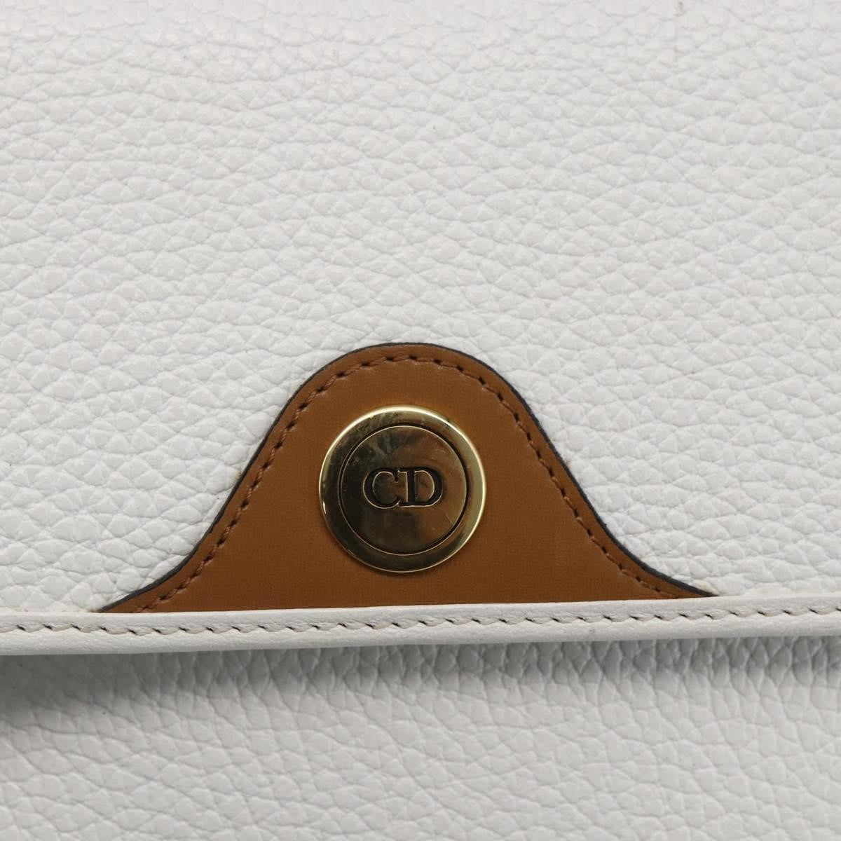 Christian Dior Vintage Cd Logo Shoulder Bag Leather White Leather Shoulder Bag Bag (Pre-Owned)