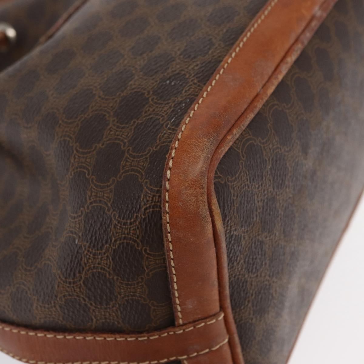 Celine Vintage Macadam Shoulder Bag Canvas And Leather Brown Canvas Shoulder Bag Bag (Pre-Owned)