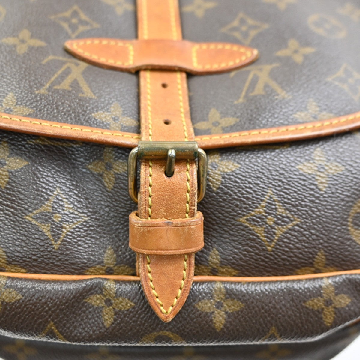 Louis Vuitton Saumur Handbag Monogram Canvas Brown Canvas Shoulder Bag Bag (Pre-Owned)