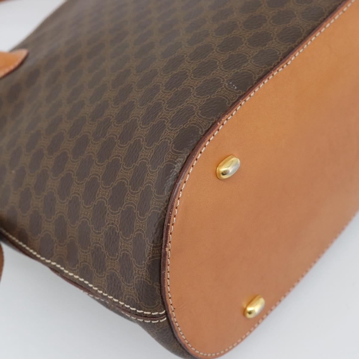 Celine Vintage Macadam Handbag Canvas Brown Canvas Handbag (Pre-Owned)
