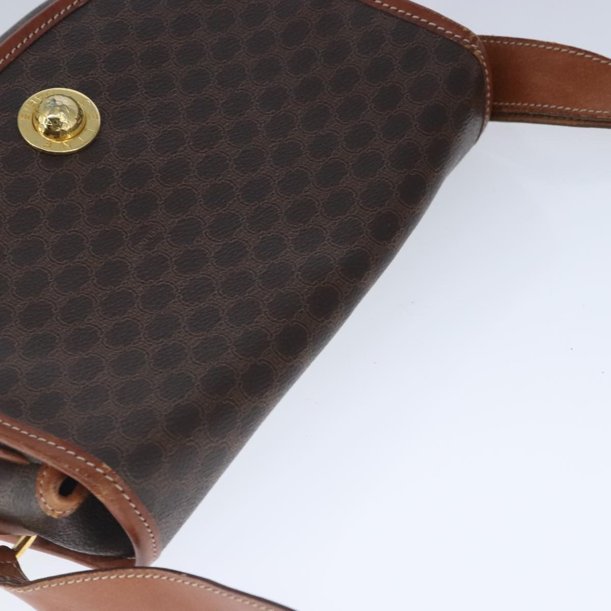 Celine Vintage Macadam Shoulder Bag Canvas And Leather Brown Canvas Shoulder Bag Bag (Pre-Owned)