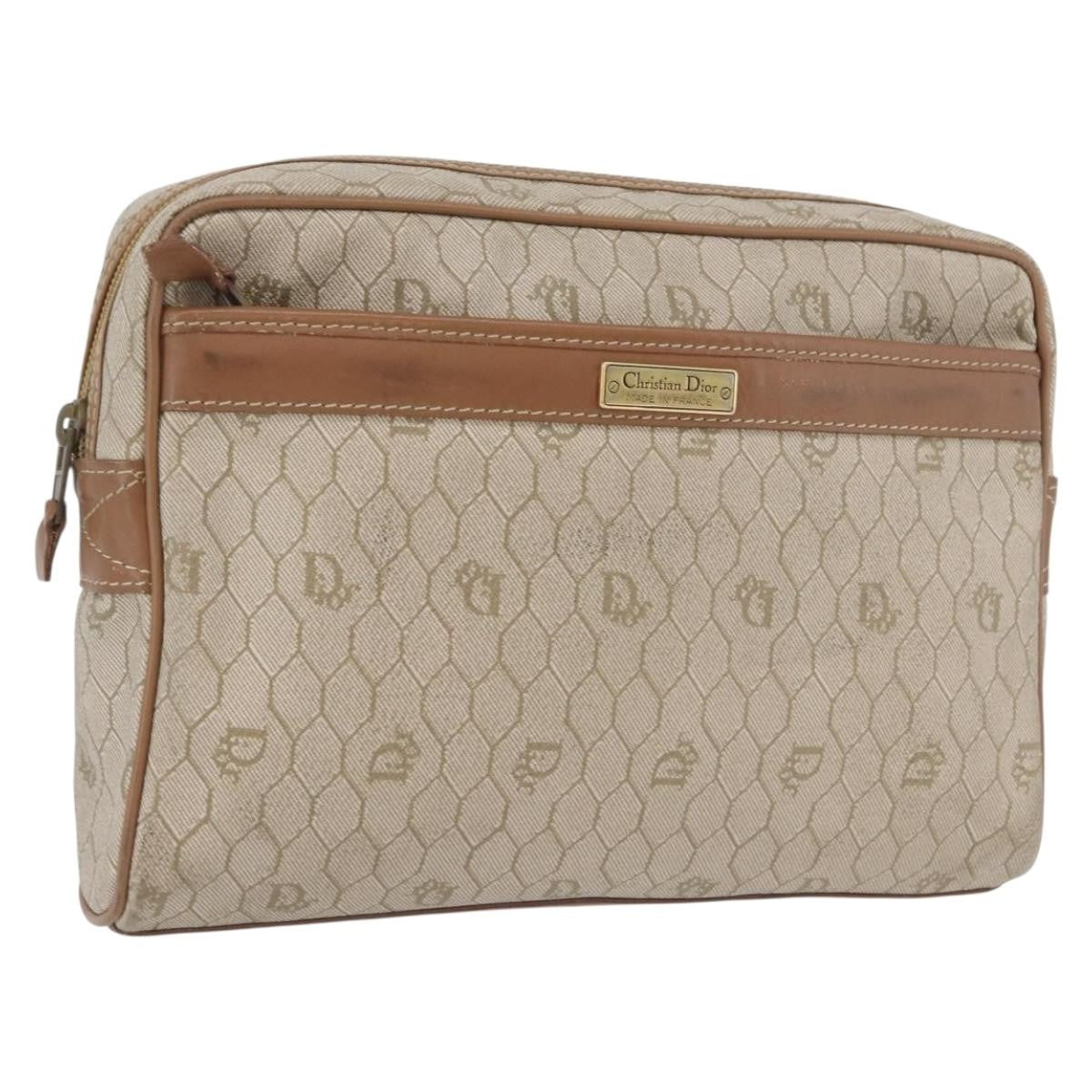 Christian Dior Vintage Honeycomb Clutch Canvas Beige Canvas Clutche & Pouche Bag (Pre-Owned)