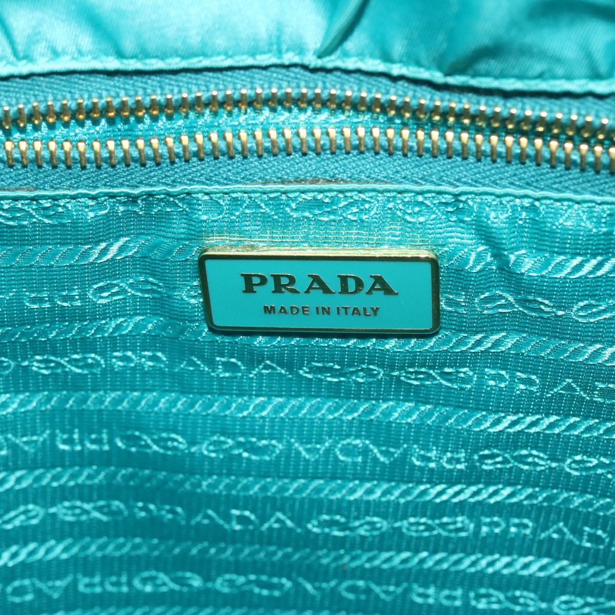 Prada Convertible Tote Quilted Tessuto Turquoise Nylon Handbag (Pre-Owned)