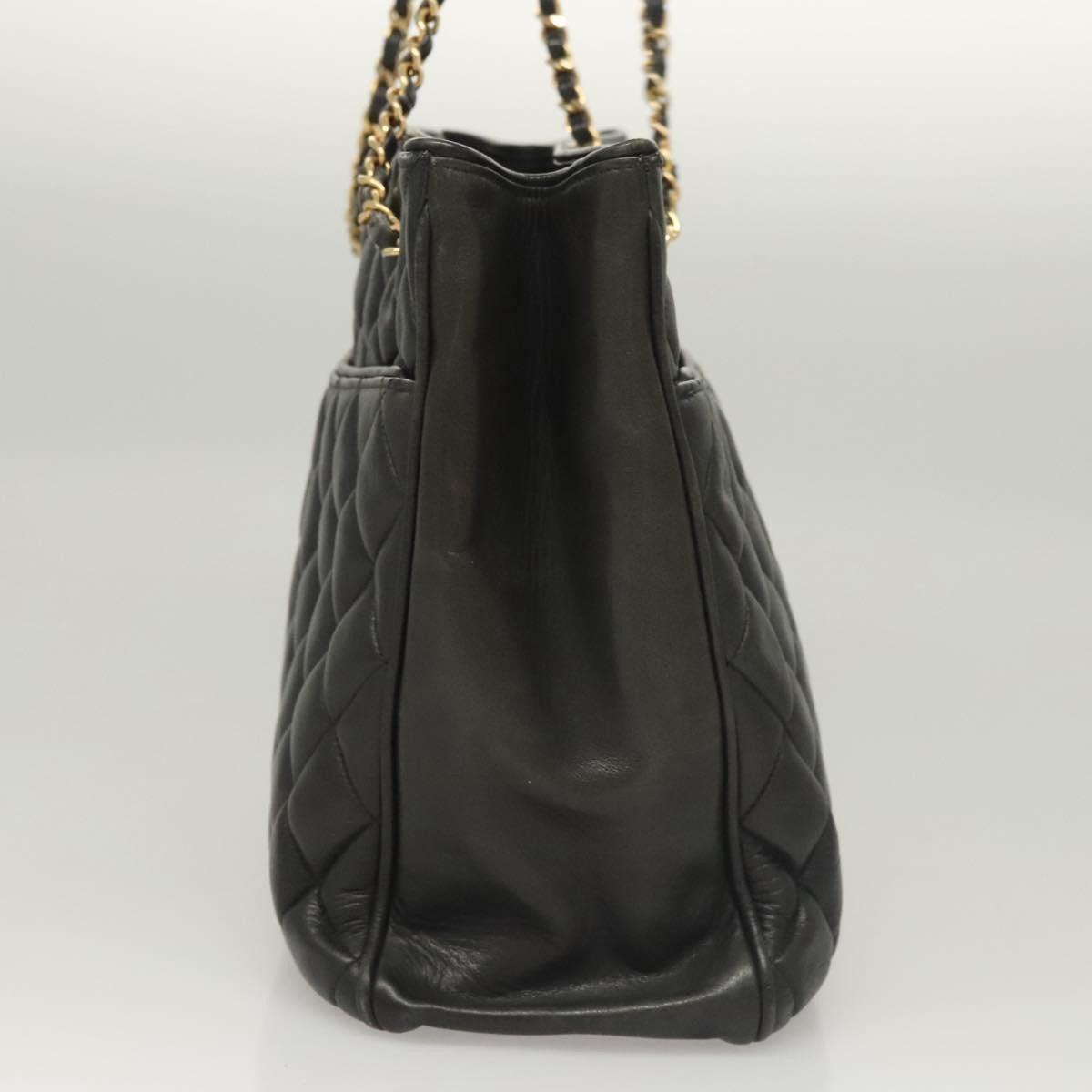 Chanel Chain Shoulder Bag Leather Black Leather Shoulder Bag Bag (Pre-Owned)
