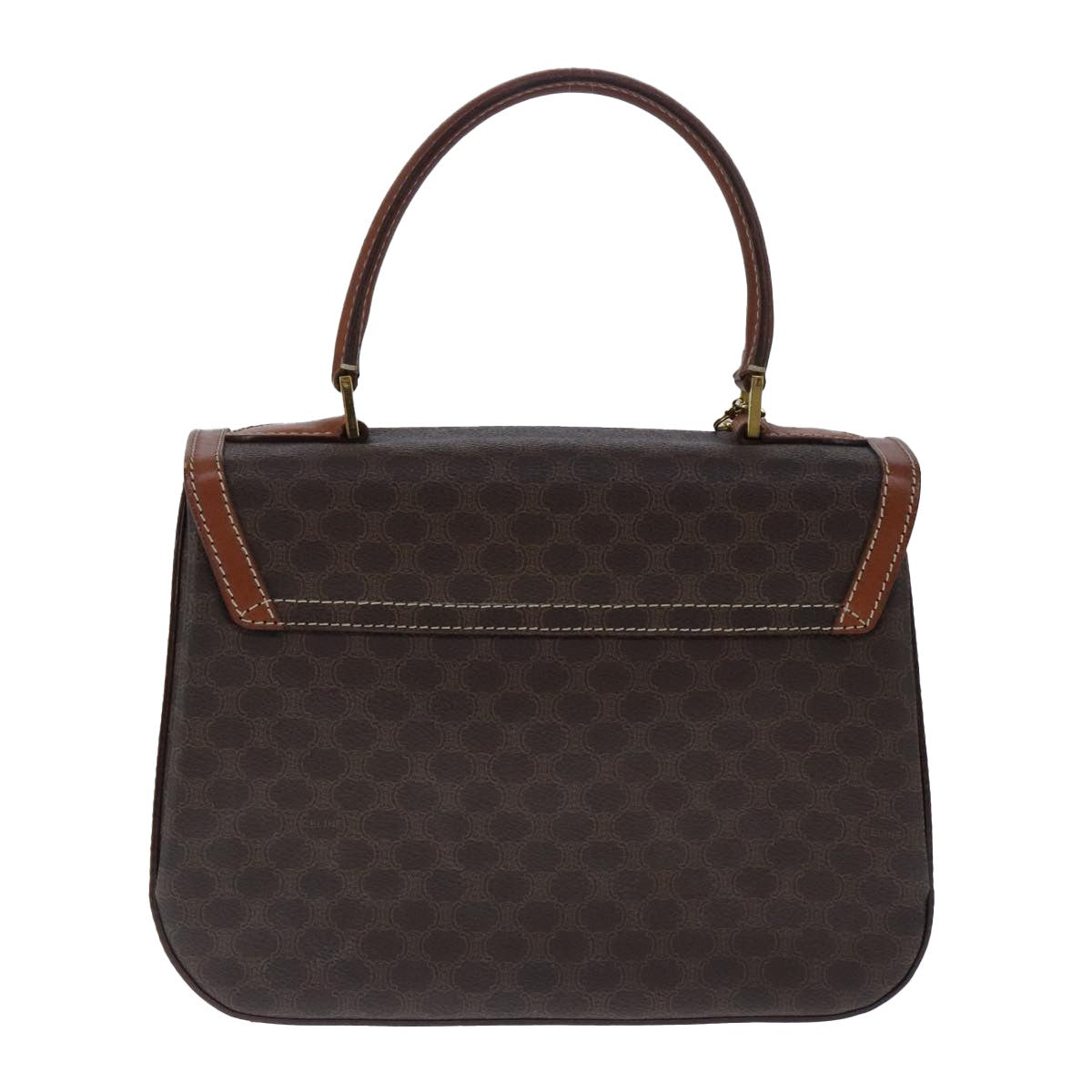 Celine Vintage Convertible Top Handle Bag Macadam Coated Canvas Brown Canvas Handbag (Pre-Owned)