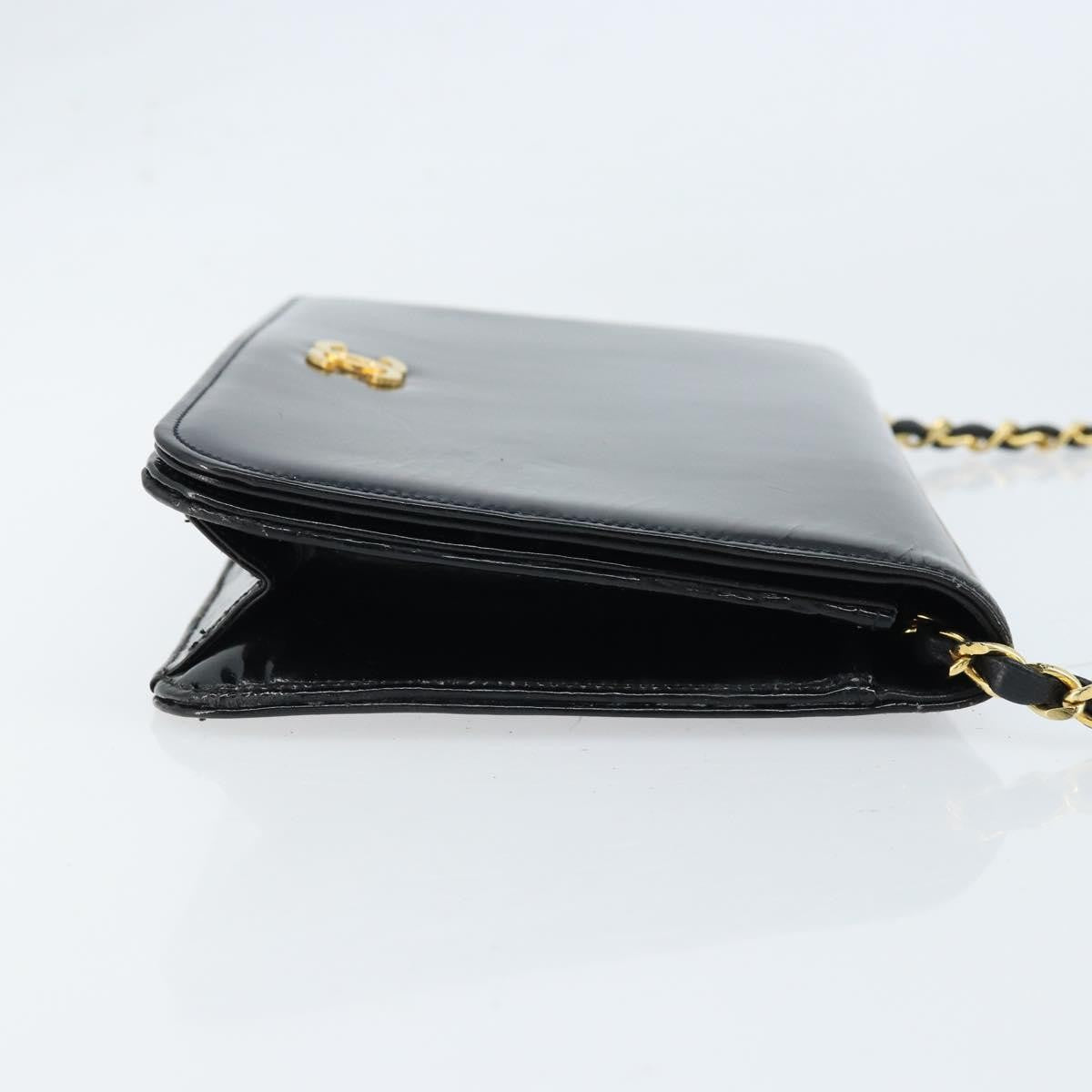 Chanel Wallet On Chain Quilted Patent Black Patent_Leather Shoulder Bag Bag (Pre-Owned)
