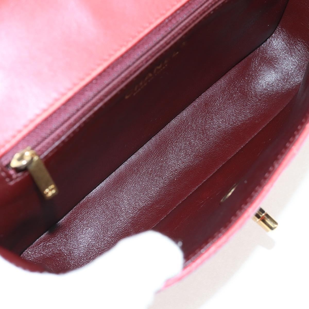 Chanel Two Tone Flap Bag Quilted Lambskin Red Leather Shoulder Bag Bag (Pre-Owned)