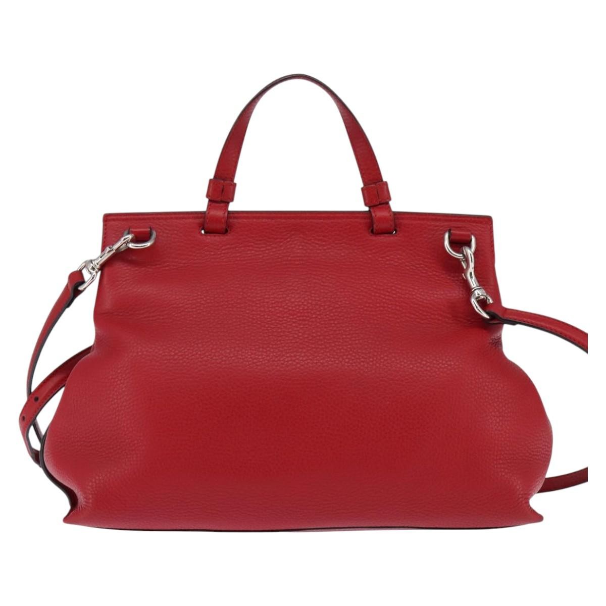 Gucci Bamboo Daily Top Handle Bag Leather Red Leather Bag (Pre-Owned)