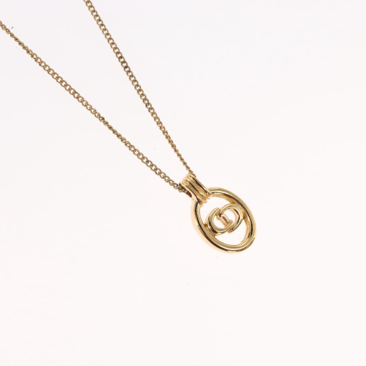 Christian Dior Cd Round Pendant Necklace Metal Gold Metal Necklace Jewelry (Pre-Owned)