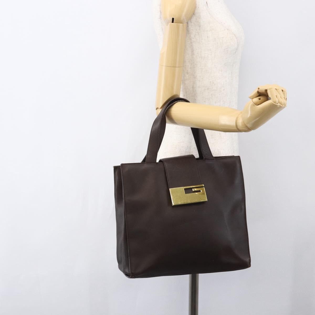 Gucci Vintage Handbag Leather Brown Leather Handbag (Pre-Owned)