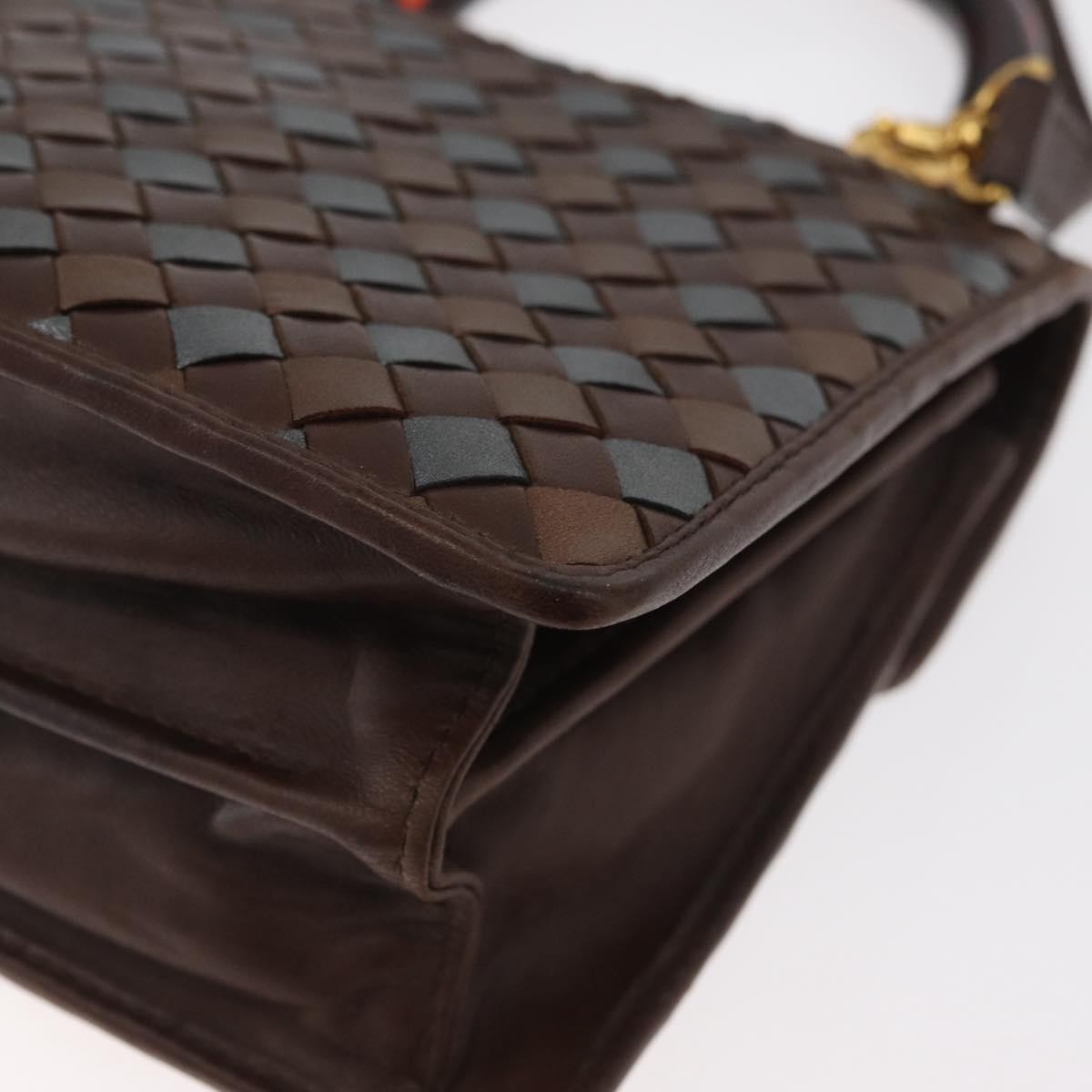 Bottega Veneta Intrecciato Handbag Leather Brown Leather Handbag (Pre-Owned)