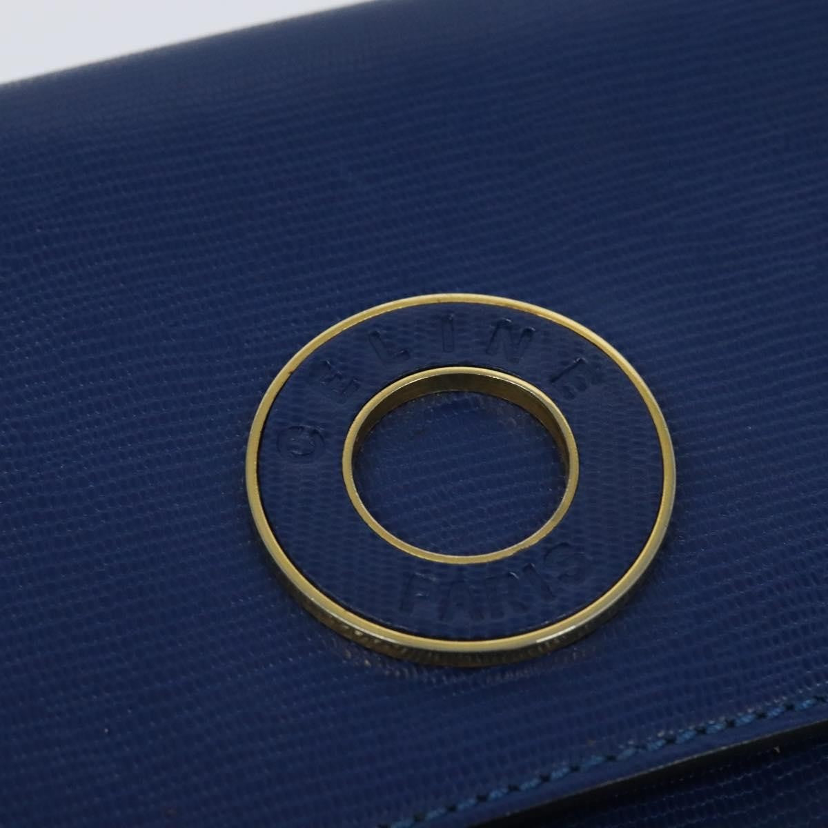 Celine Vintage Circle Logo Crossbody Bag Leather Blue Leather Shoulder Bag Bag (Pre-Owned)