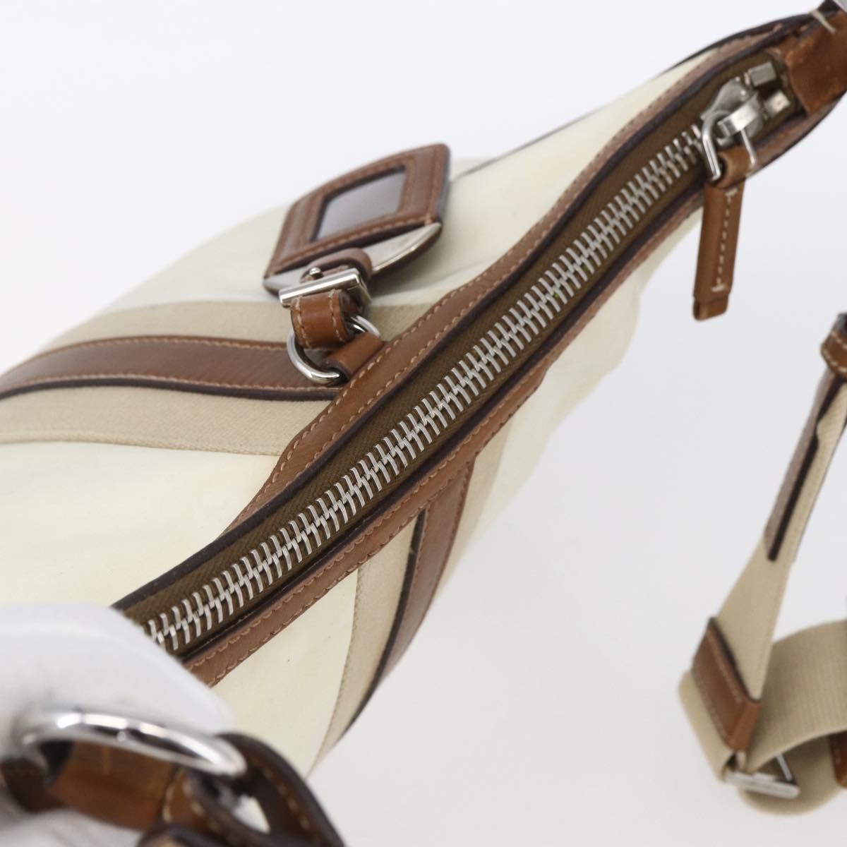 Prada Vintage Shoulder Bag Nylon And Leather Beige Nylon Shoulder Bag Bag (Pre-Owned)