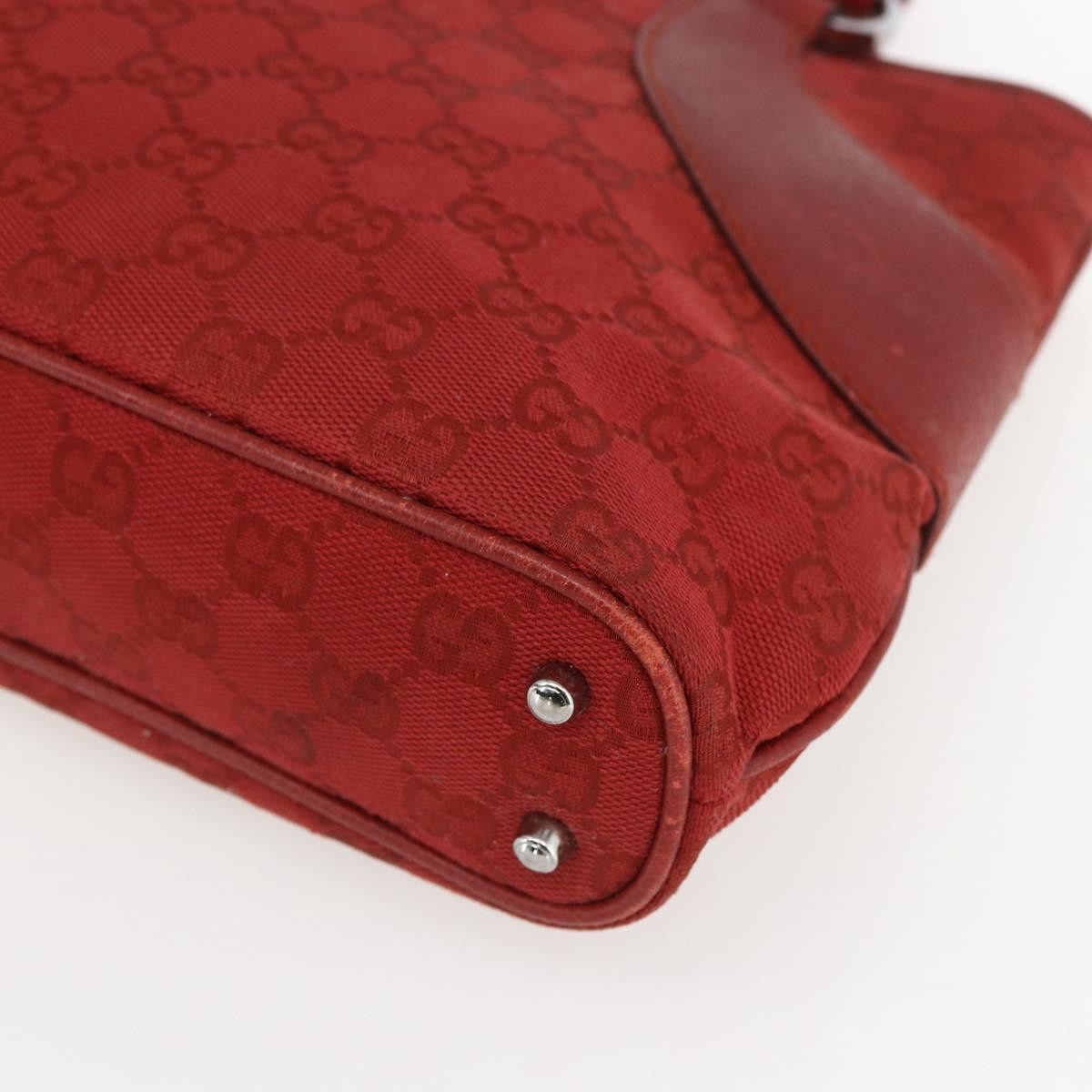 Gucci Vintage Ring Tote Gg Canvas With Leather Red Canvas Handbag (Pre-Owned)