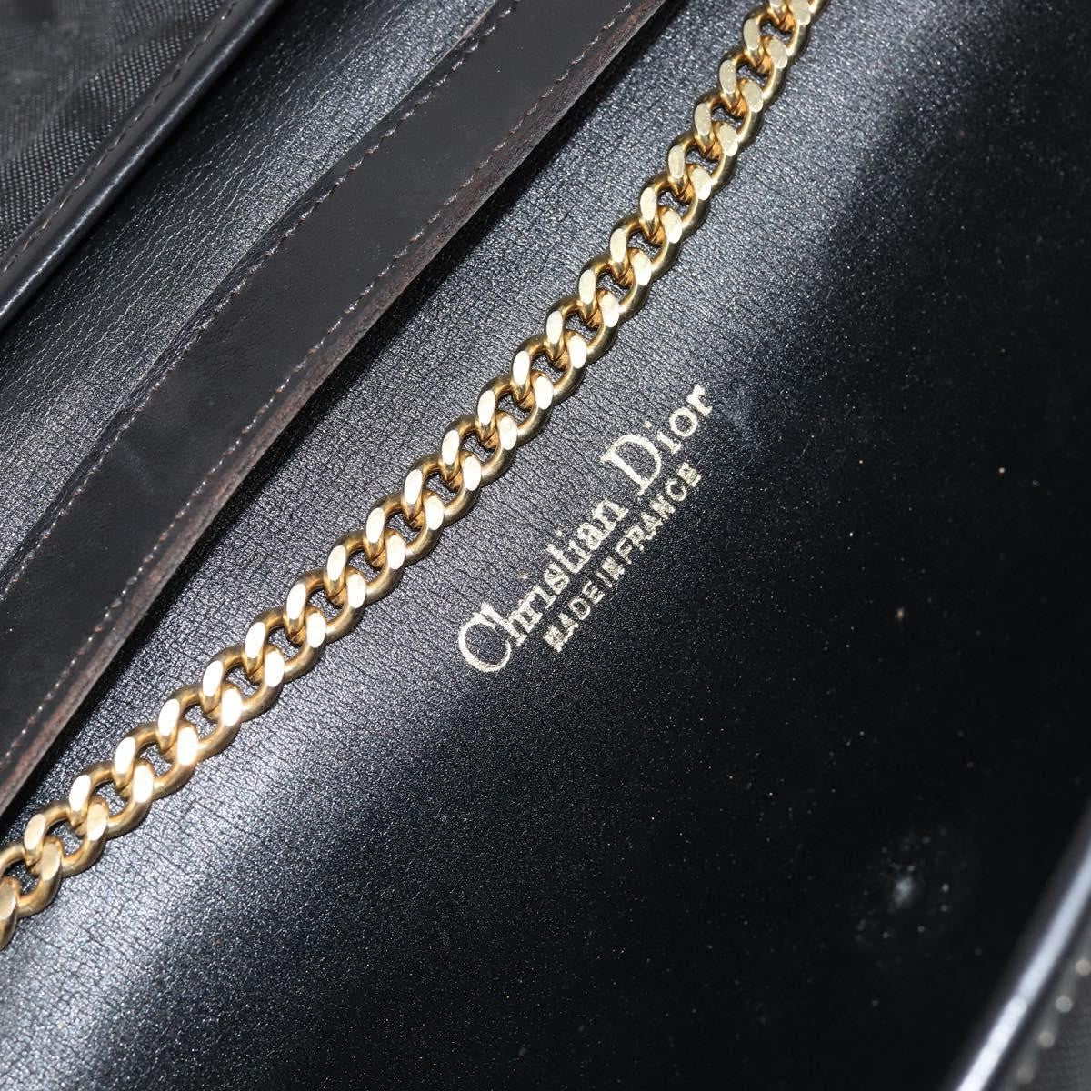 Christian Dior Vintage Cd Chain Flap Shoulder Bag Diorissimo Canvas Black Nylon Shoulder Bag Bag (Pre-Owned)