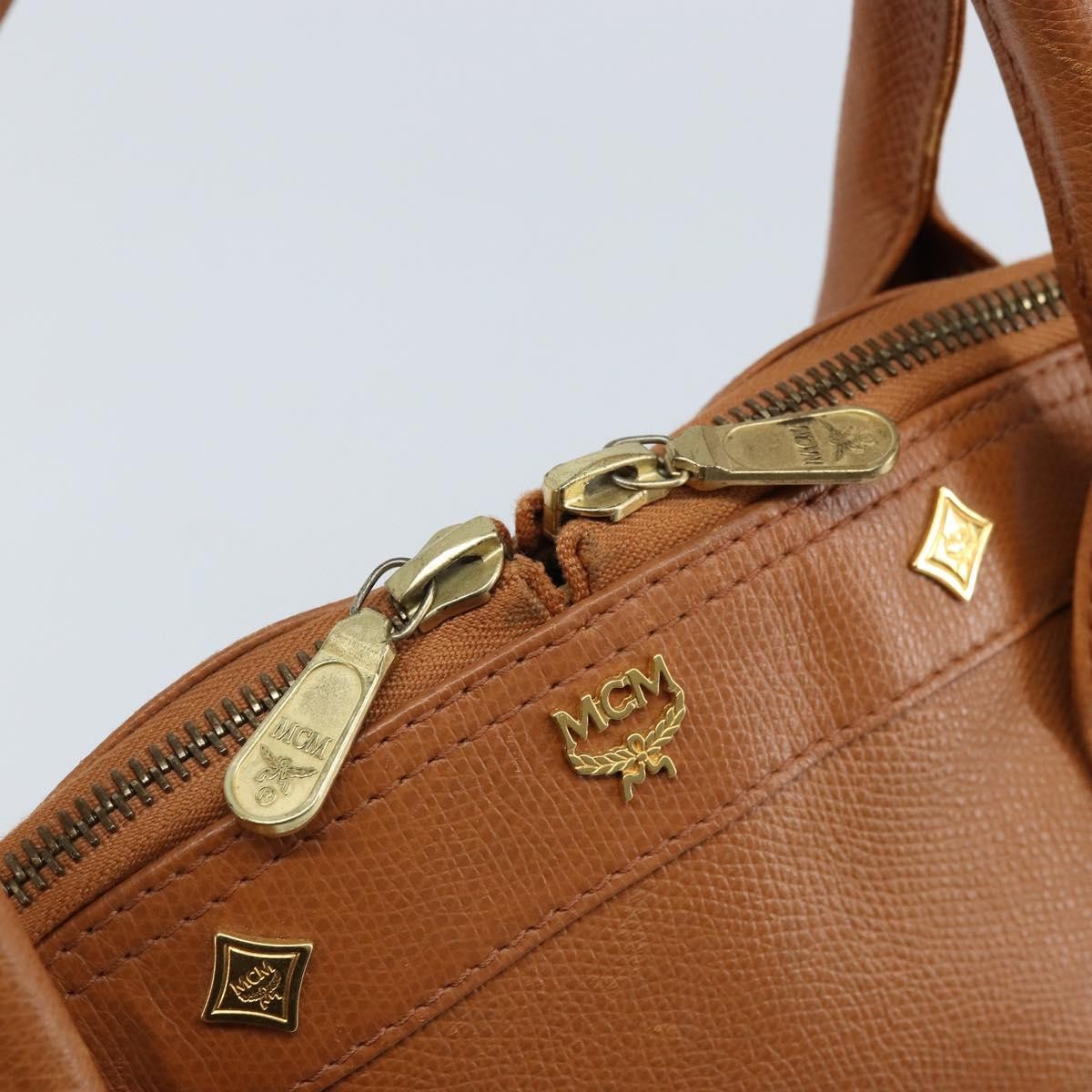 MCM Vintage Handbag Leather Brown Leather Handbag (Pre-Owned)