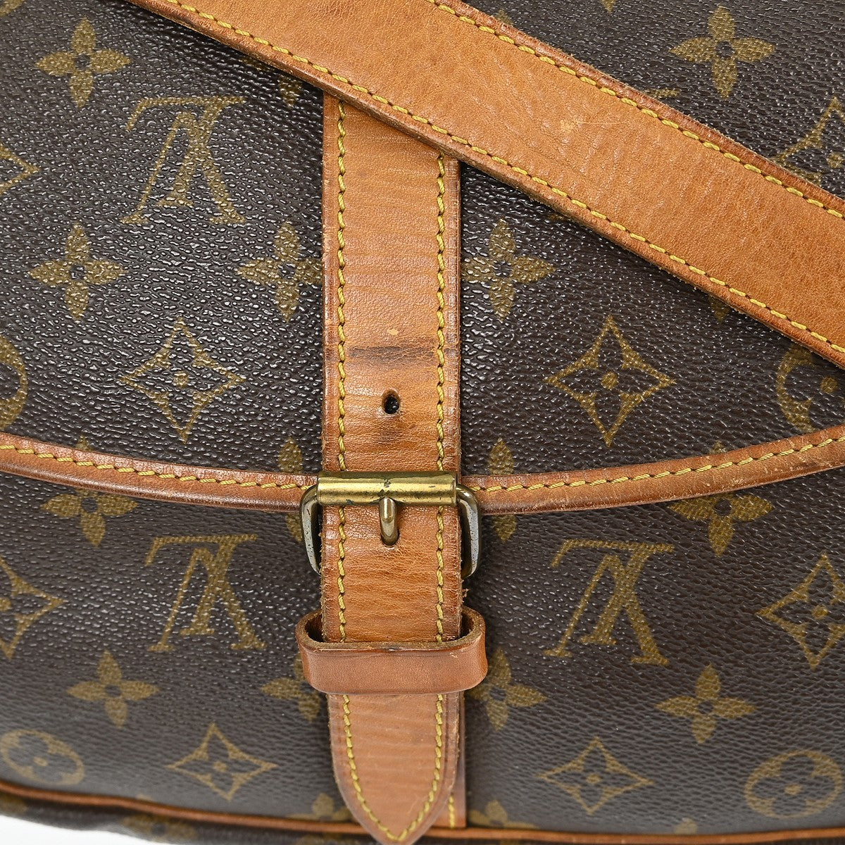 Louis Vuitton Saumur Handbag Monogram Canvas Brown Canvas Shoulder Bag Bag (Pre-Owned)