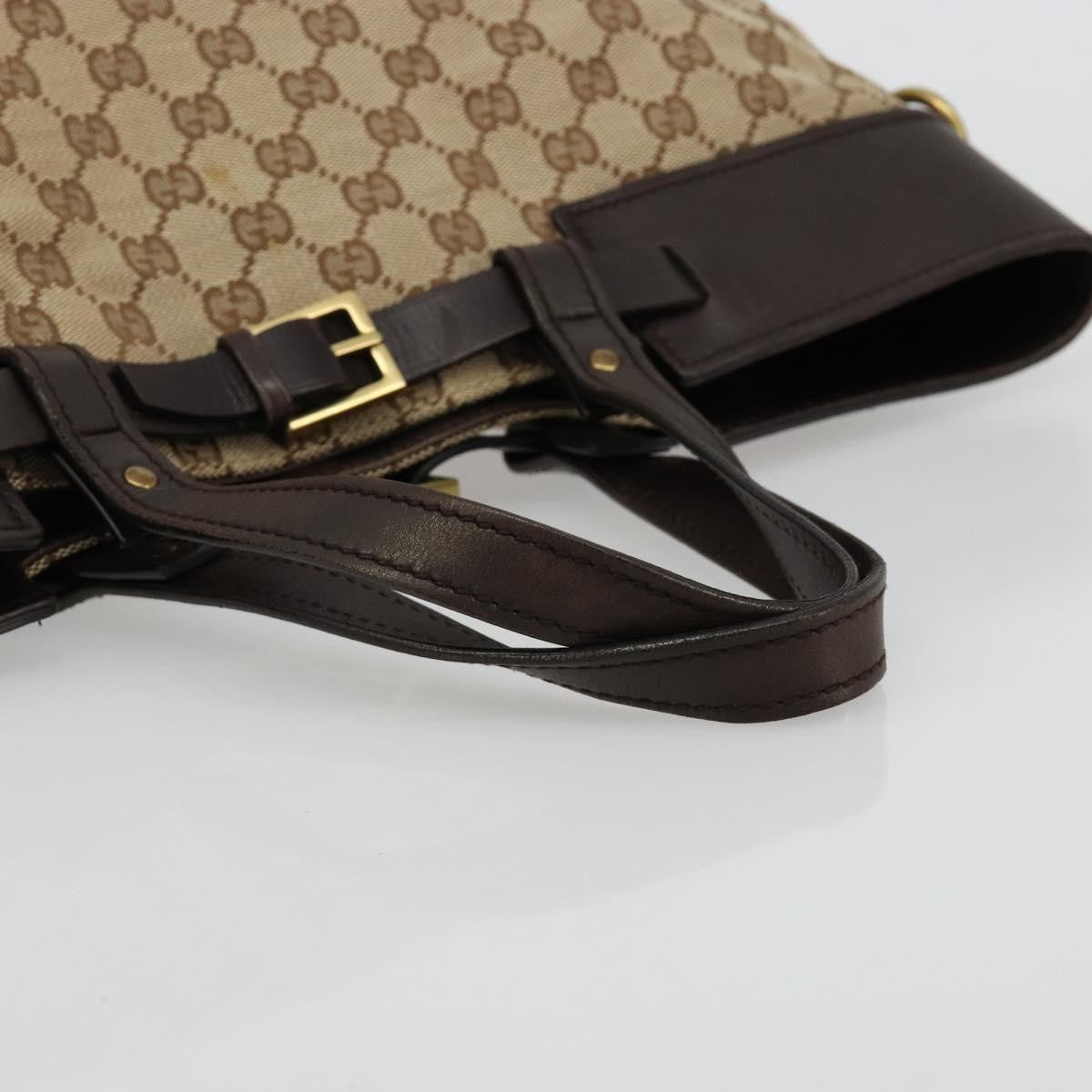 Gucci Belted Bucket Tote Gg Canvas With Leather Beige Canvas Tote Bag Bag (Pre-Owned)