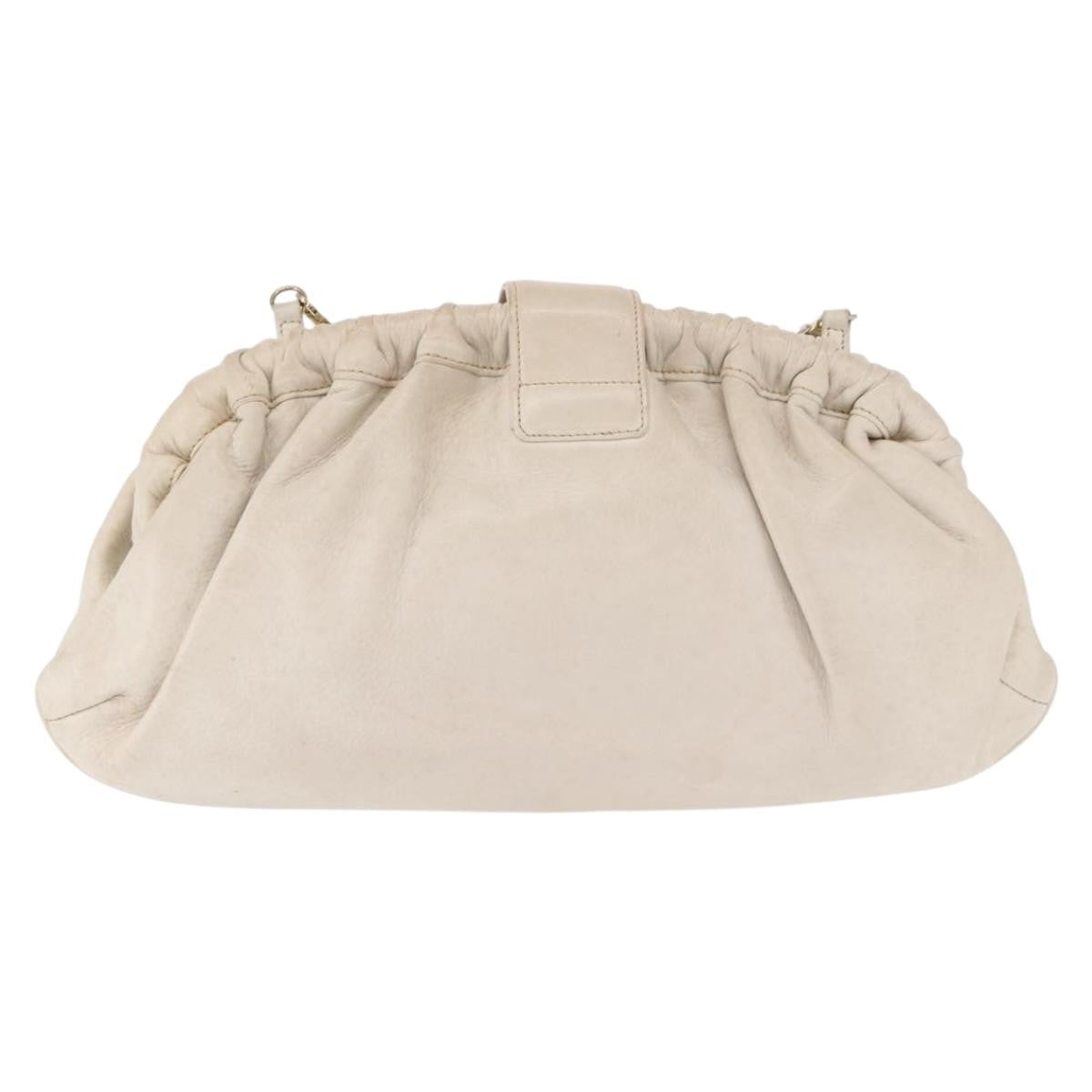 Celine Vintage Shoulder Bag Leather White Leather Shoulder Bag Bag (Pre-Owned)