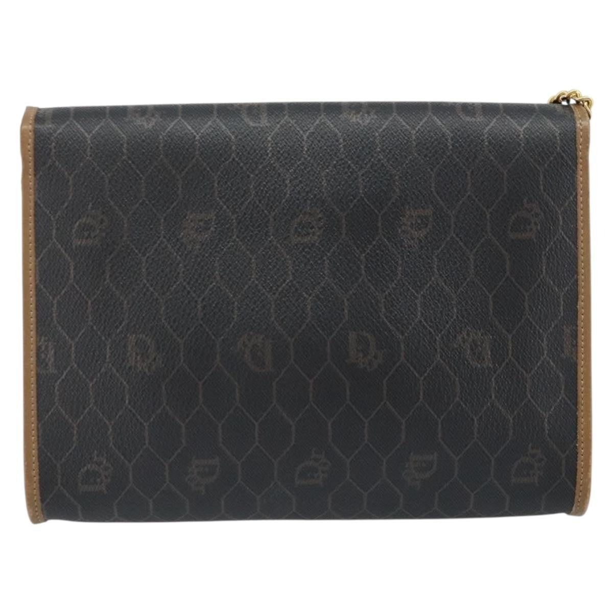 Christian Dior Vintage Honeycomb Chain Canvas Black Canvas Shoulder Bag Bag (Pre-Owned)